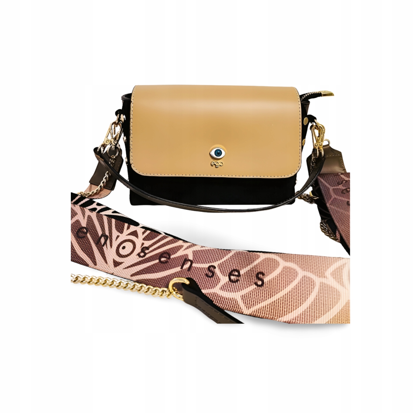 Ego kabelka kufřík semišová černá s prémiovou béžovou