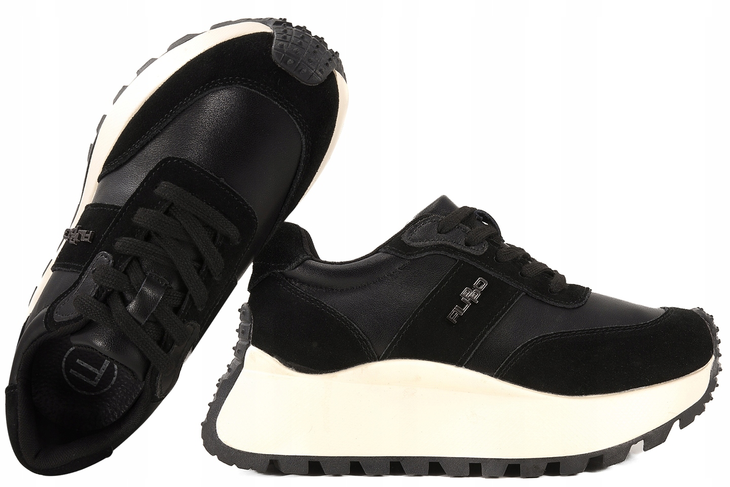 Filippo DP6785 Dámské Polobotky Tenisky Na Platformě Kožené, černá 40