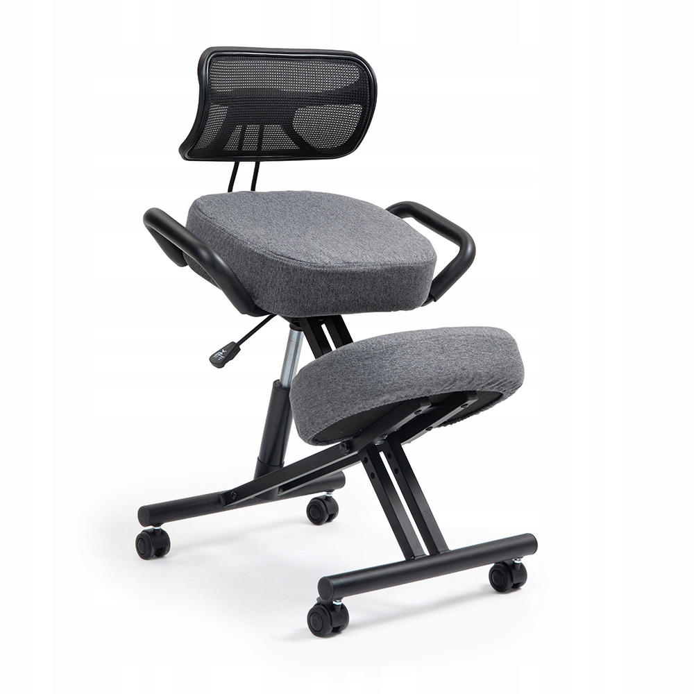 Stolička k počítaču do práce doma, ergonomická, kľačiaca stolička, šedá farba