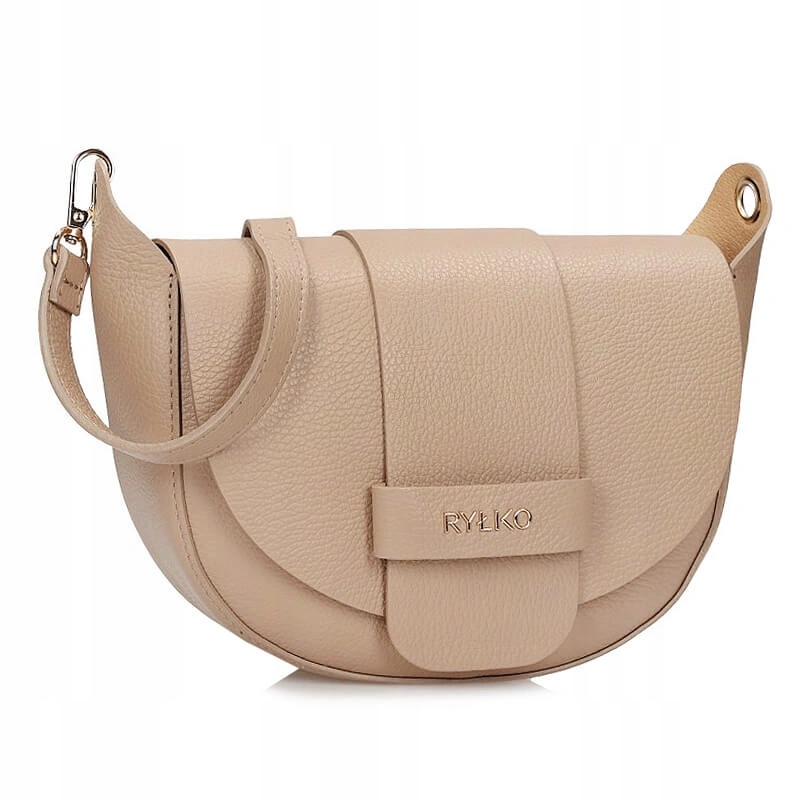 Dámská kabelka Ryłko R40938TB_8QM kabelka přes rameno béžová kožená půlkruhová