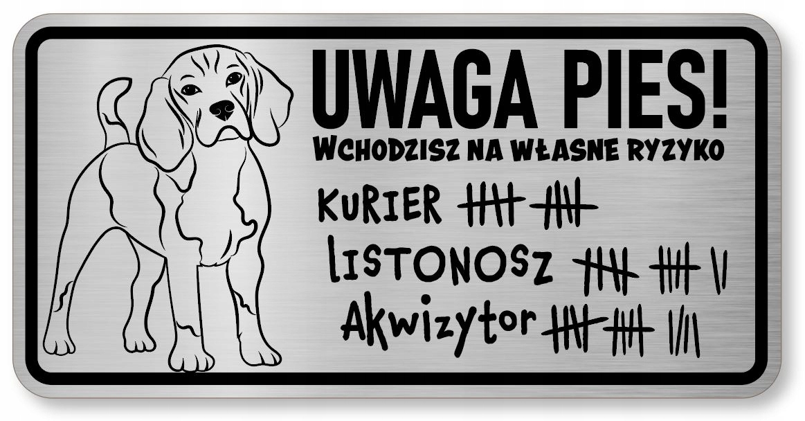 

Tabliczka uwaga pies śmieszna Beagle