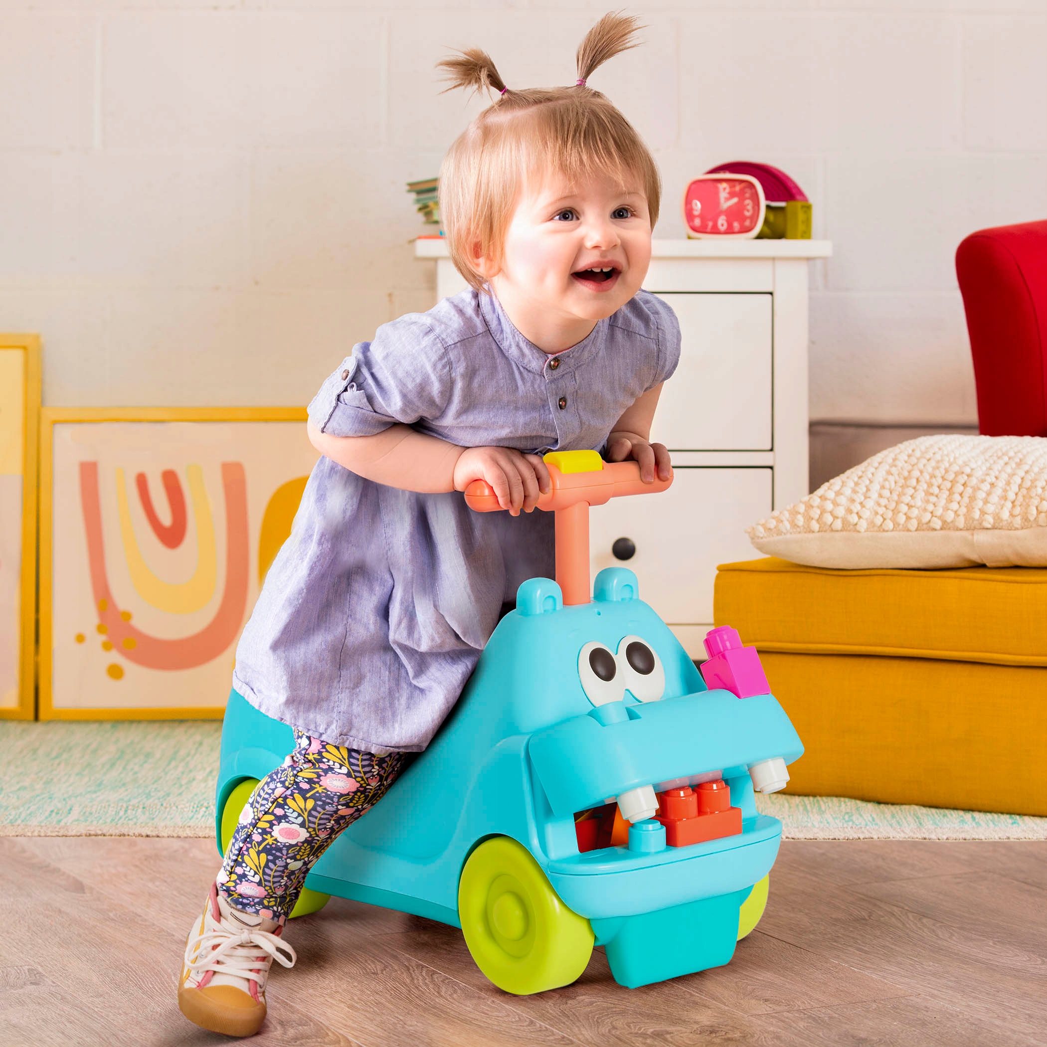 

B.toys Locbloc Hippo Ride-On with Blocks – Jeździk