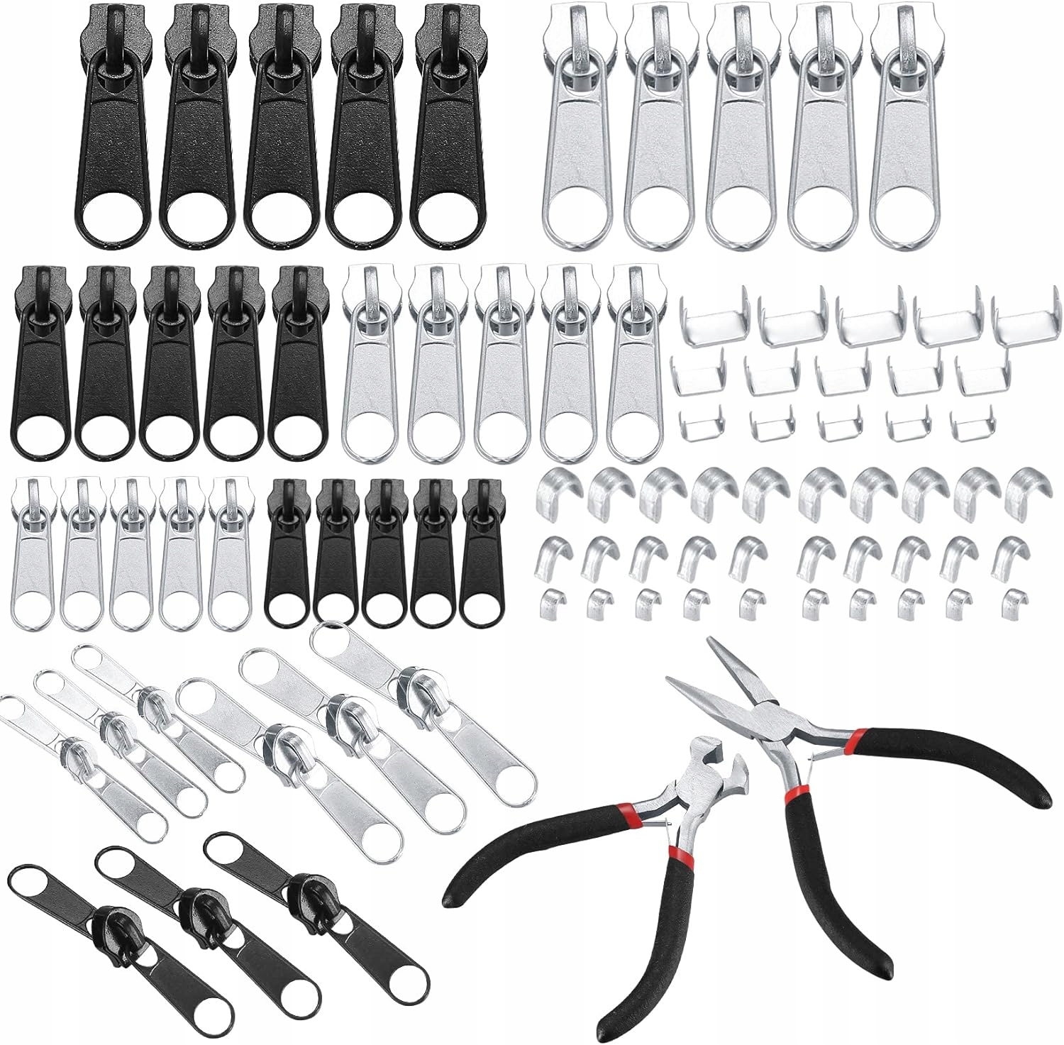 86x Opravná Sada Zipy Kovové Posuvníky Na Opravu Zámků