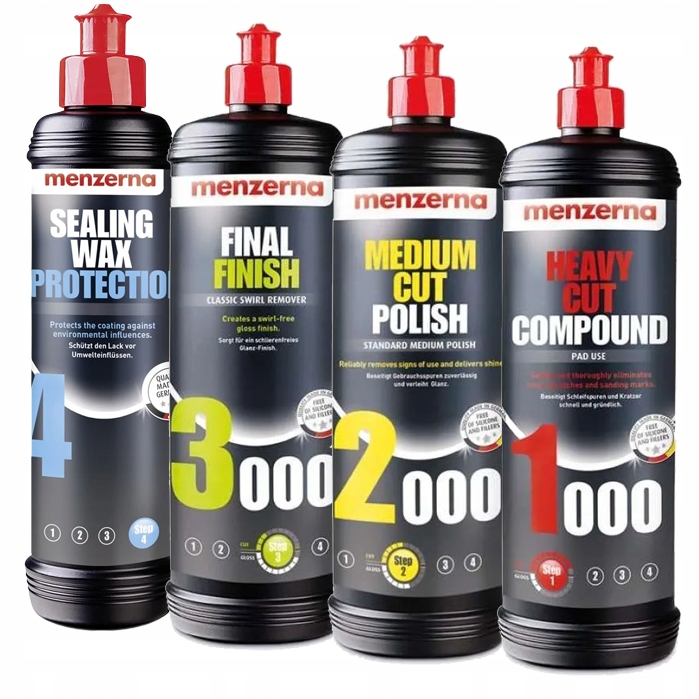 Sada Lešticí pasta Menzerna 1000 2000 3000 Vosk Korekce Ochrana 250 ml