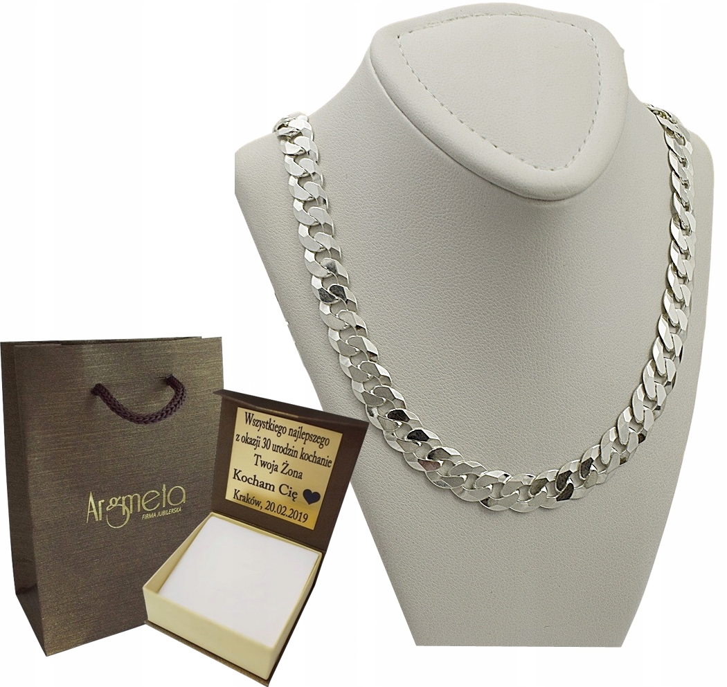 

Łańcuszek Srebrny Pancerka Gęsta Grawer Gratis