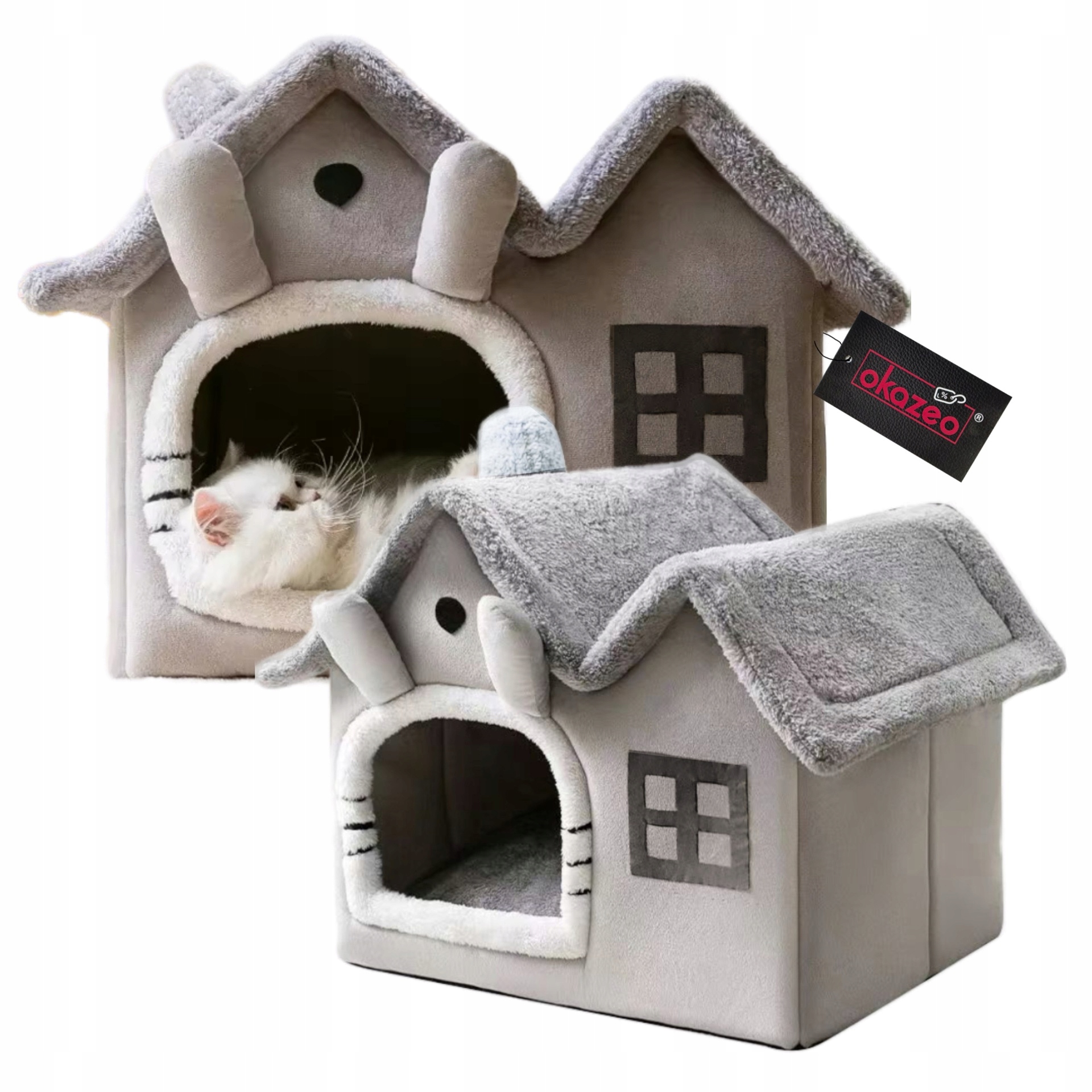Levně Domeček pelíšek bouda kotec měkká plyšová pro kočky a psa pohodlná