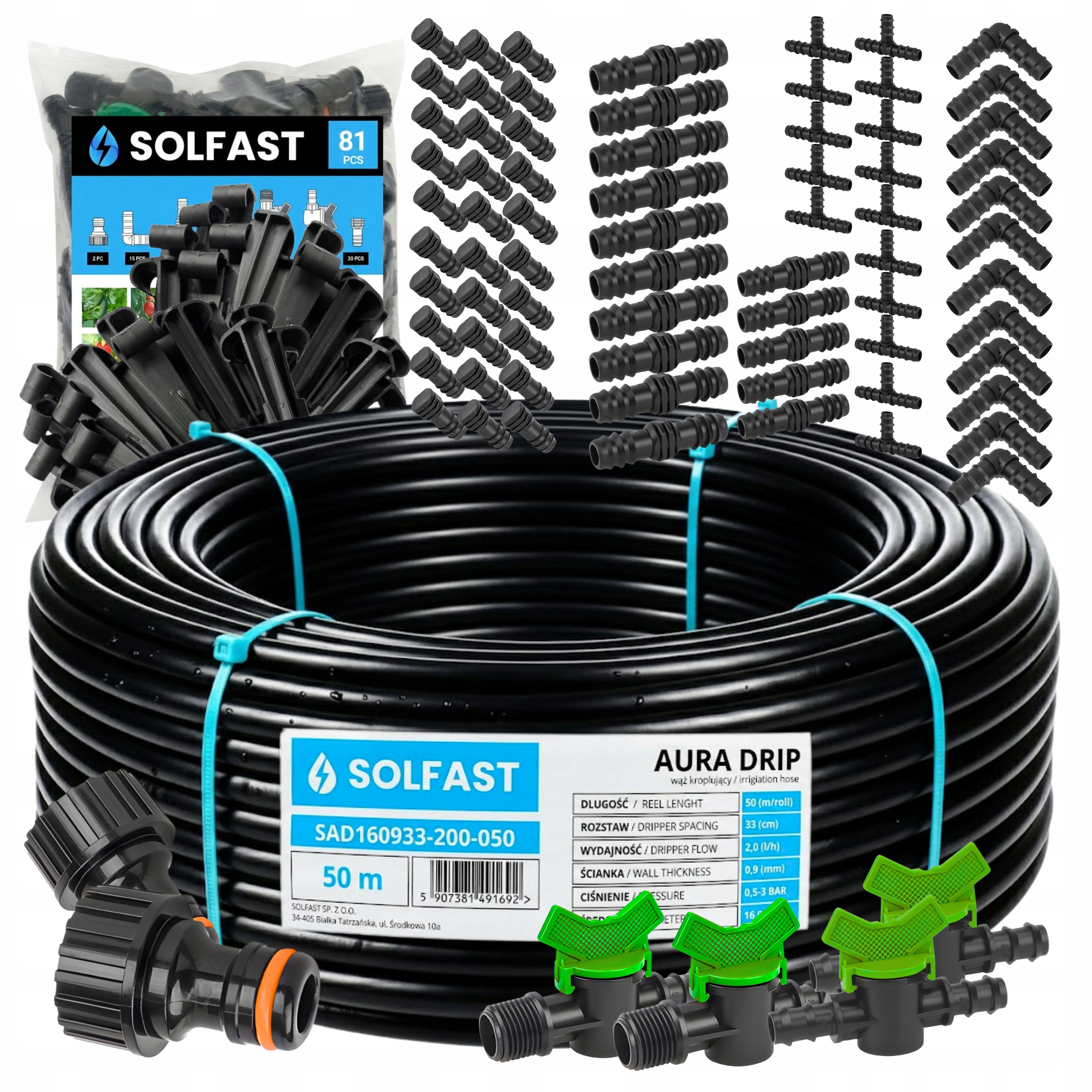 Kapková Závlaha 50 m Kapkové Zavlažování Sada 181 ks Systémová Hadice Trubka