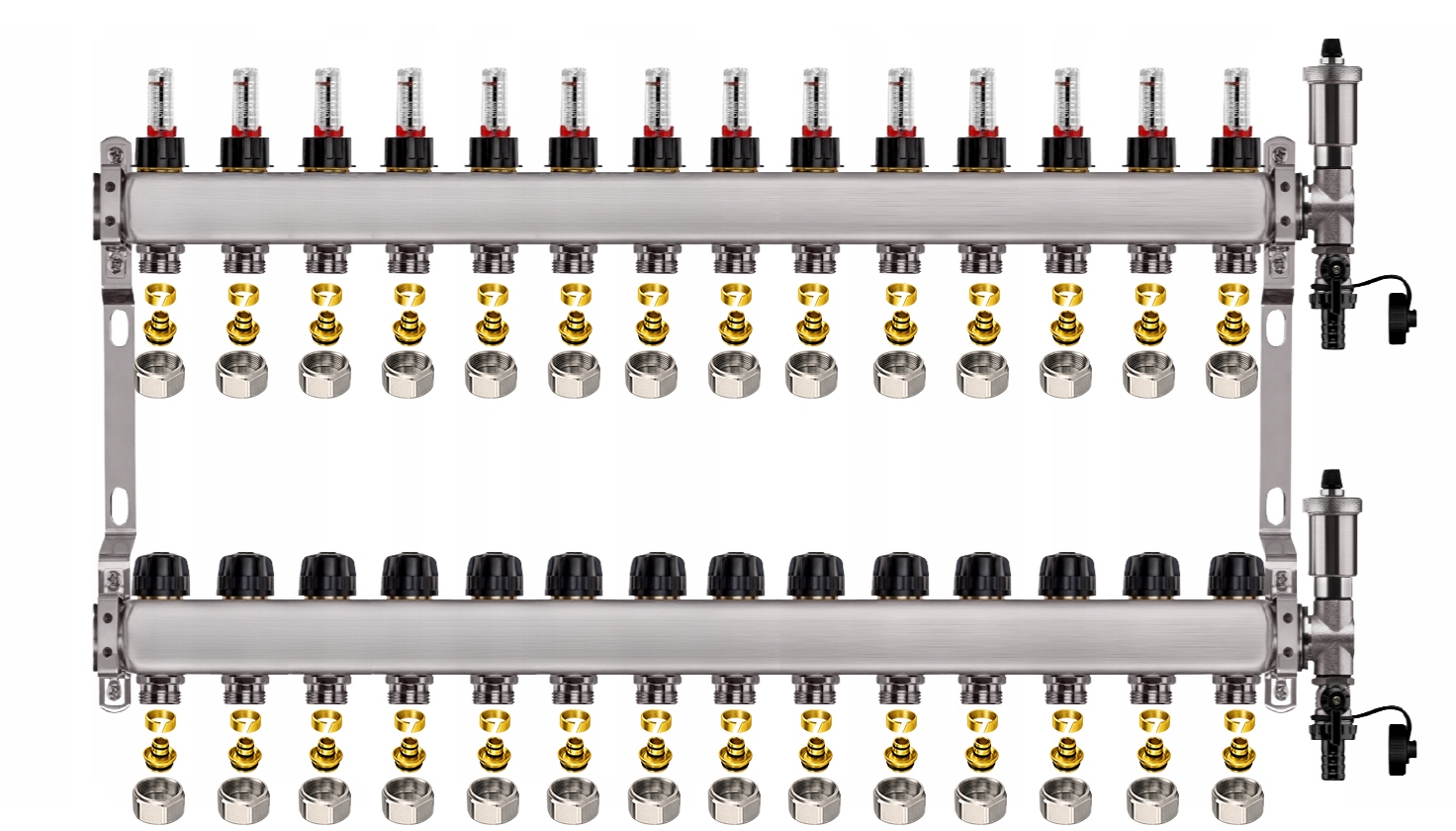 Rozdělovač pro podlahu nerezový 14-okruhové podlahové vytápění Pex