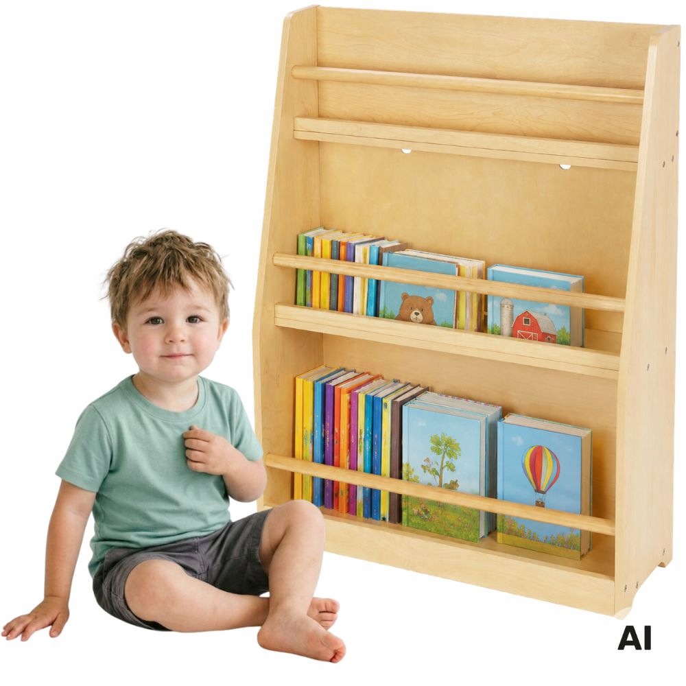 Biblioteczka Regał Na Książki Montessori Duży 3 Poziomy Tooky Toy