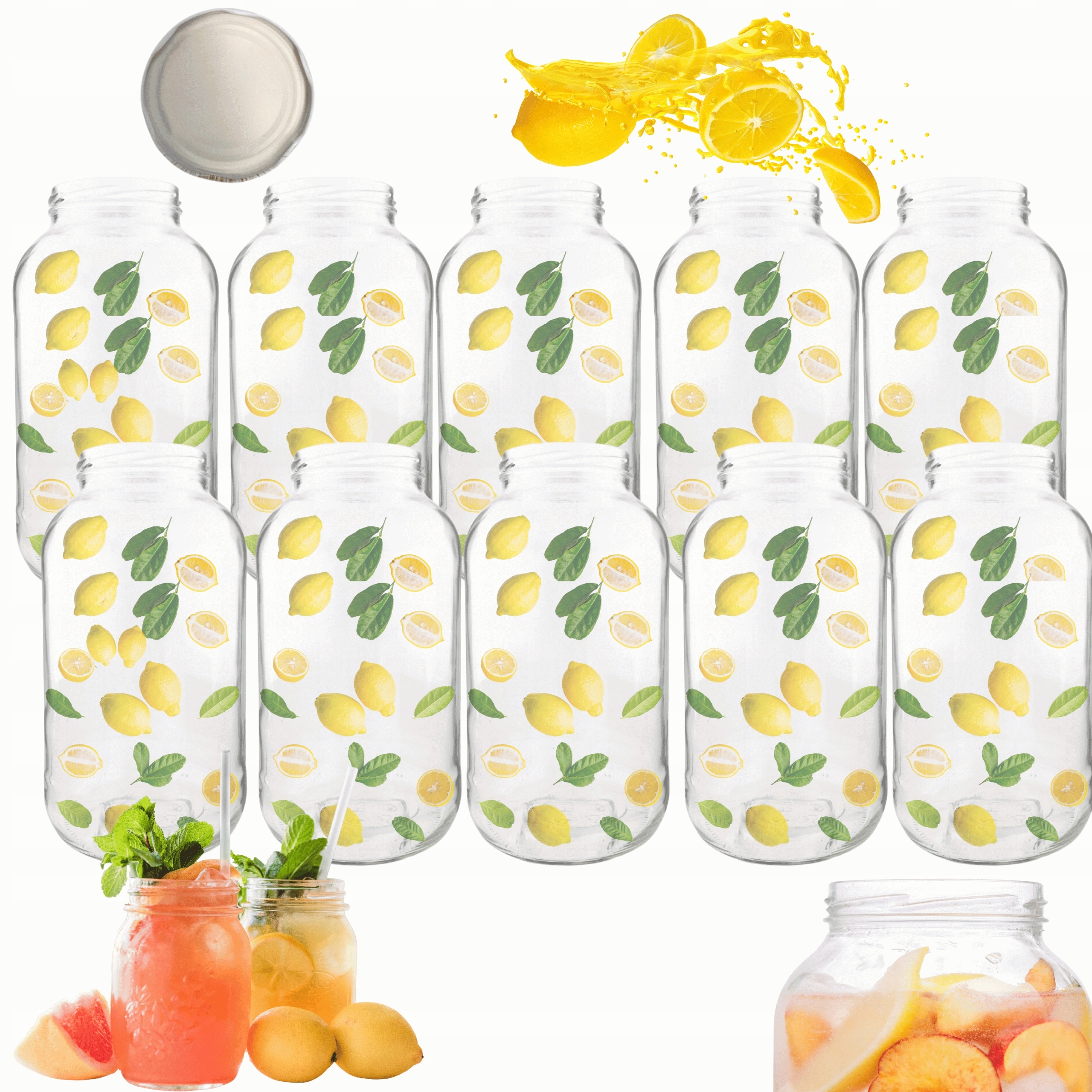 Sklenice 2000 ml 2 l na okurky sušené houby likéry 10kusů 82 mm Pzh