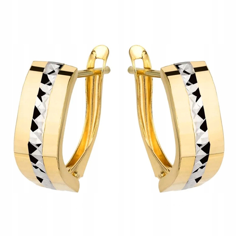 Zlaté Náušnice Anglické zapínání ryzost 585 Dvoubarevné 14k