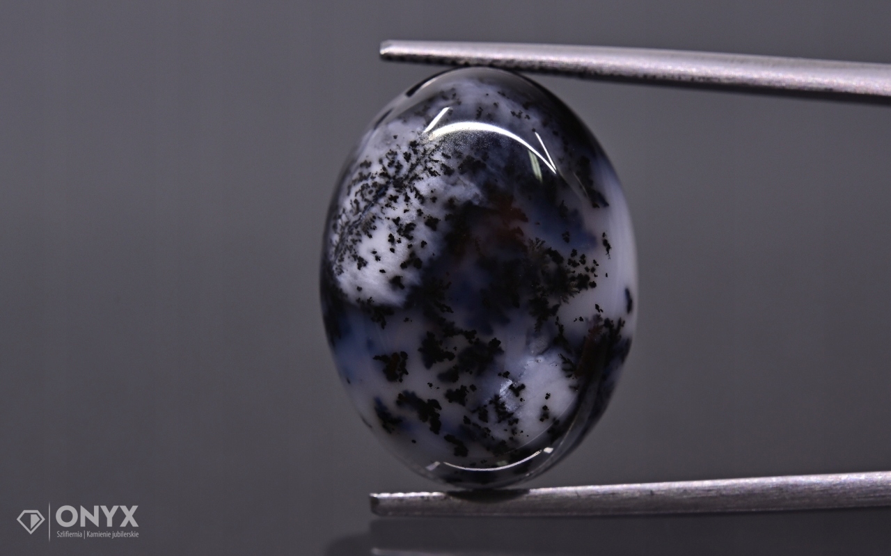 Dendritový achát z Turecka kabošon ovál 20x15 mm