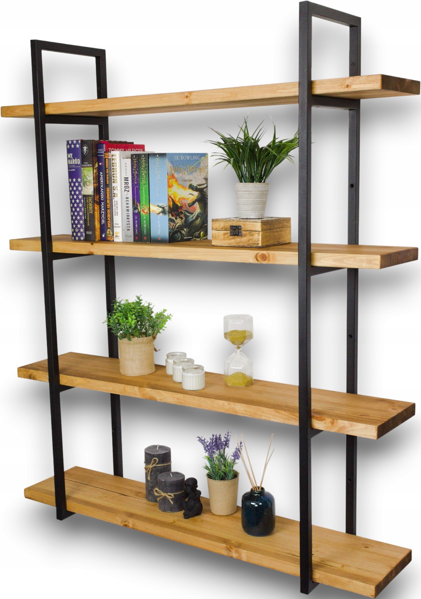 Závěsný regál Loft Industriální nástěnná police na knihy 145 cm x 25 cm