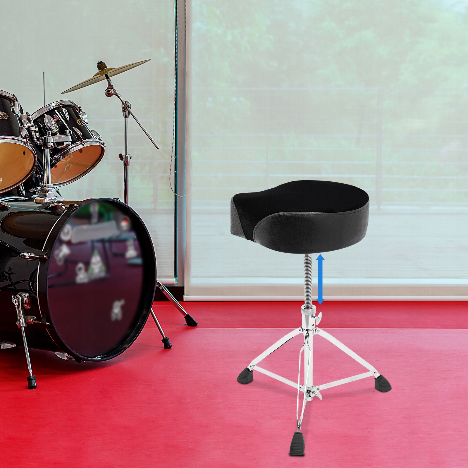 Obrotowy stołek perkusyjny 360° 45-60cm Udźwig 100 kg Średnica/szerokość siedziska 43.5 cm