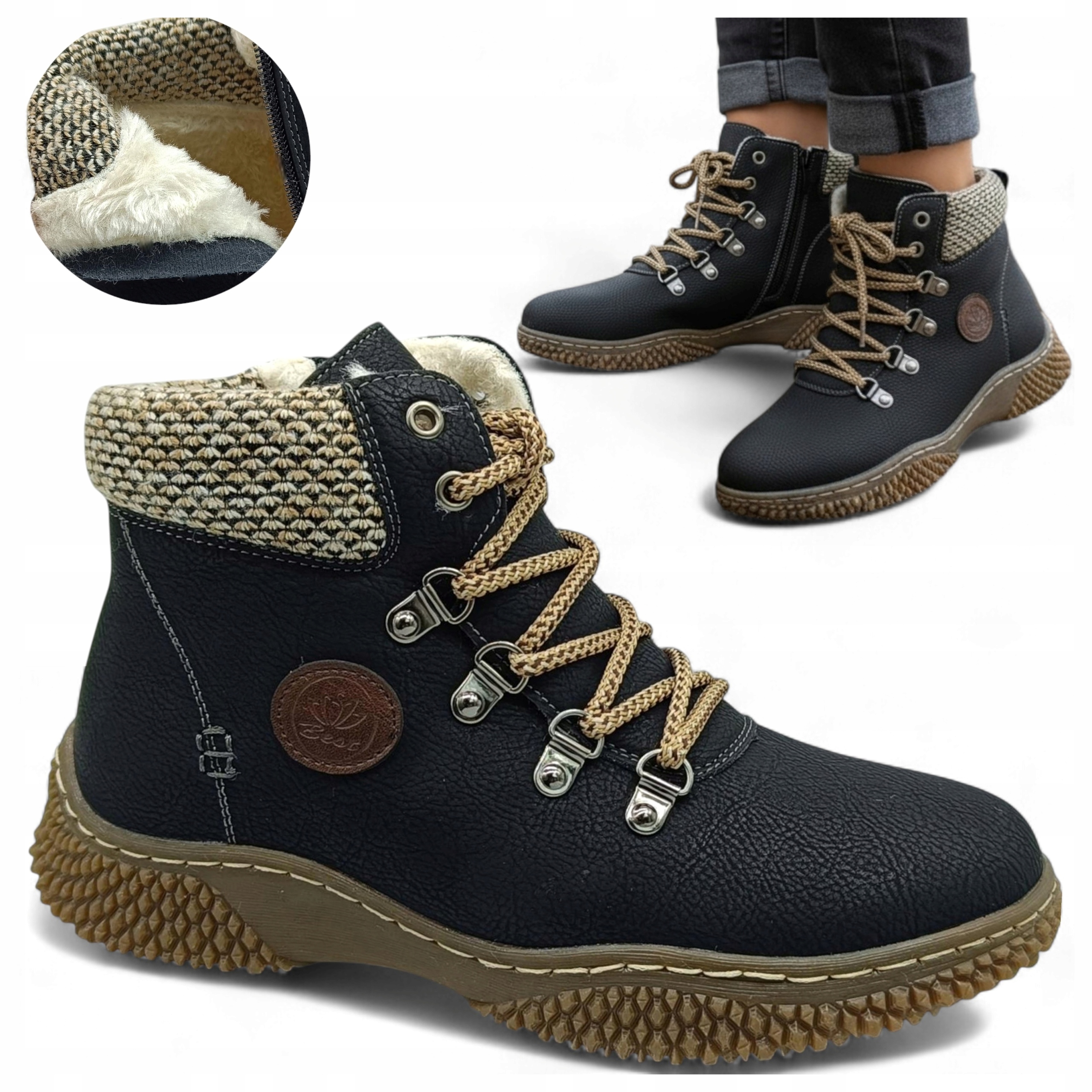 Dámské Kotníkové Boty Zimní 36 Zateplené Ploché Boty Šněrovací Unisoft Módní