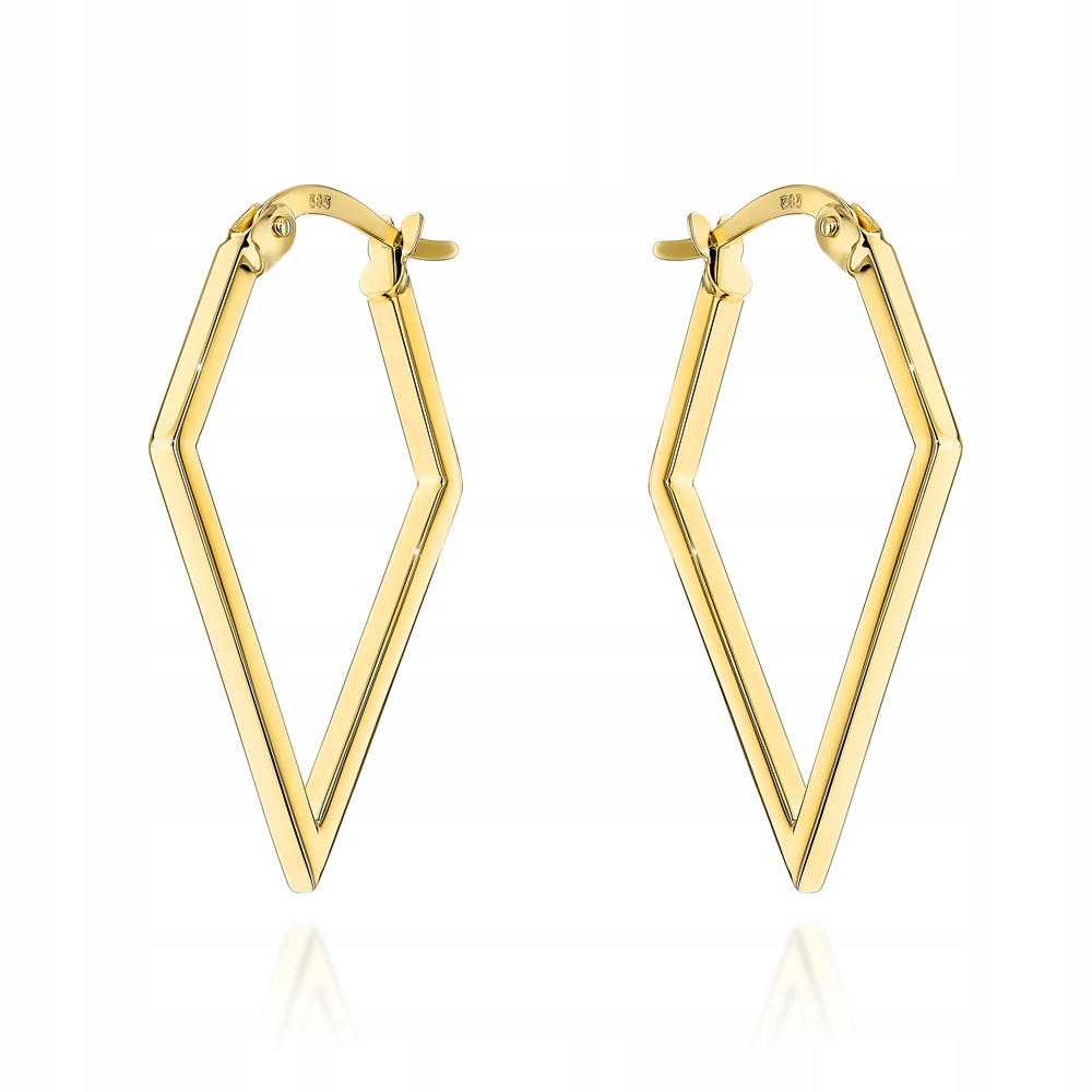 Náušnice zlaté hladké ve tvaru Romby 585 Romb 1.14g bez kamenů 14k