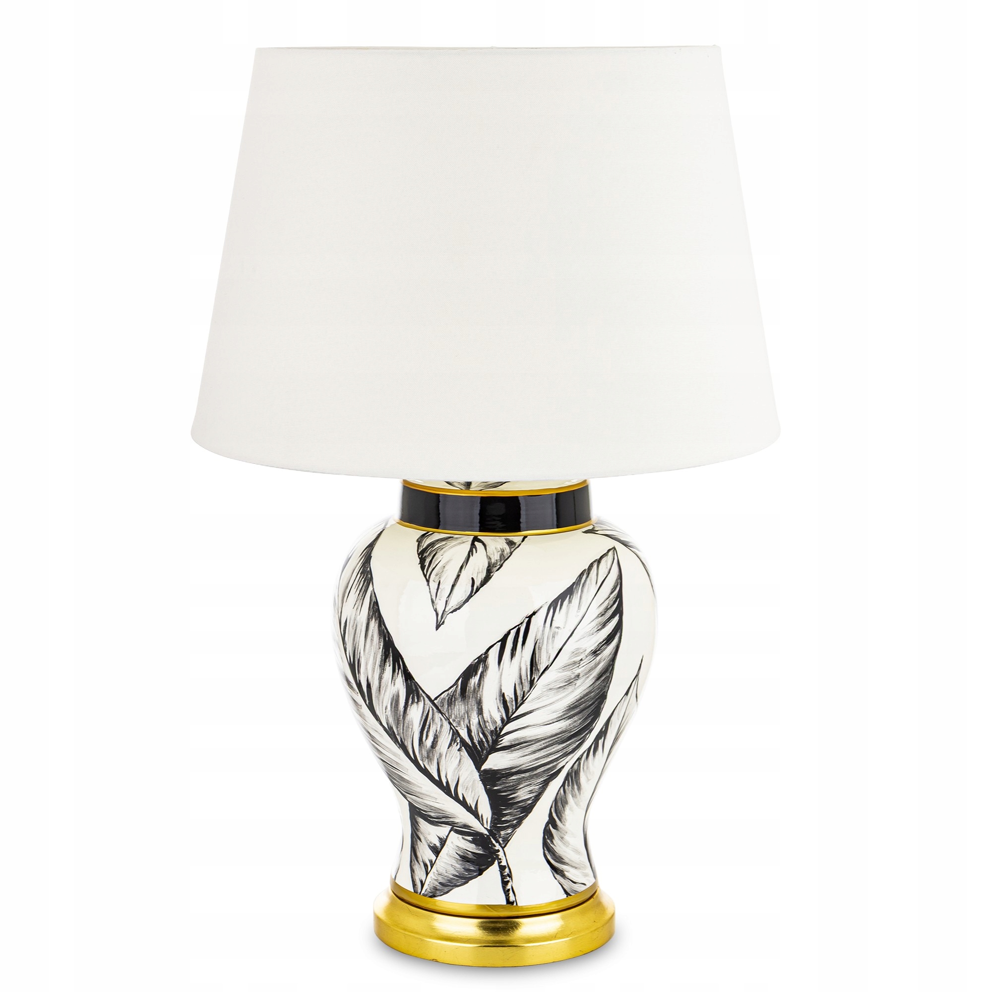 Stolová lampa dekorácia glamour keramická s tienidlom listy 67 cm