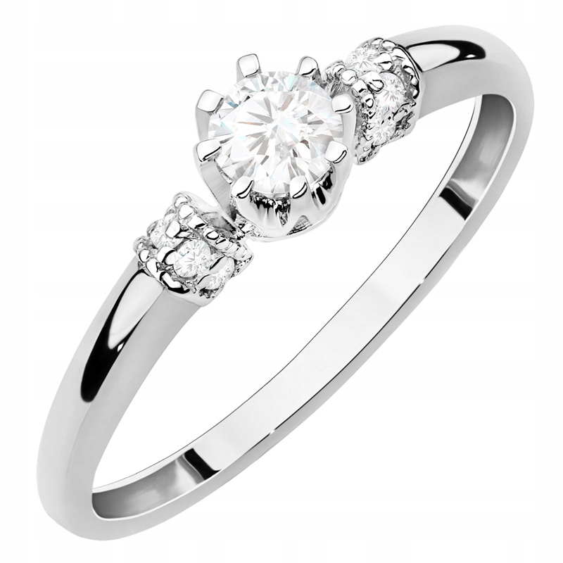 Zlatý Prstýnek pr. 585 14k s třemi laboratorními diamanty 0,32 ct