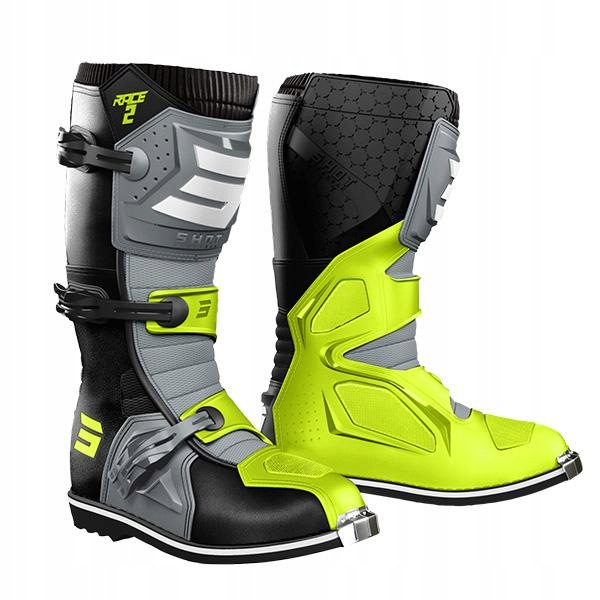 Buty Motocyklowe Cross Enduro Shot Race 2 Grey Neon Yellow Roz. 45