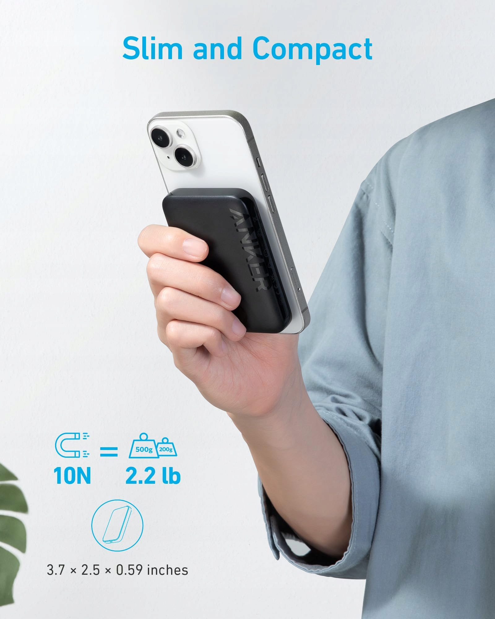 ANKER Kompatybilny Bezprzeowdowy Magnetyczny Powerbank Czarny 5000 mAh — miniatura 3
