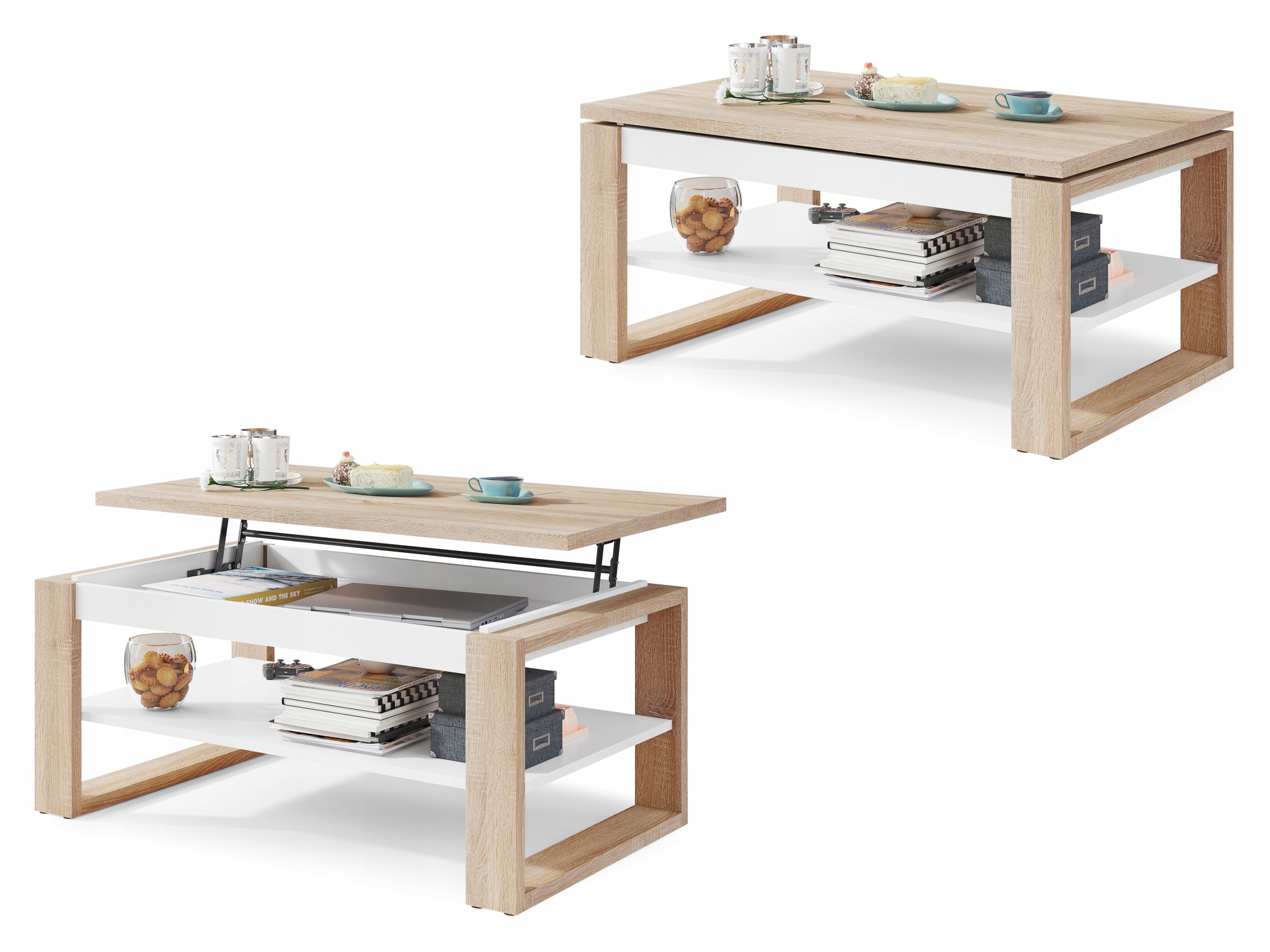 

Nuo Dąb Sonoma/Biały Ława Stolik Podnoszony