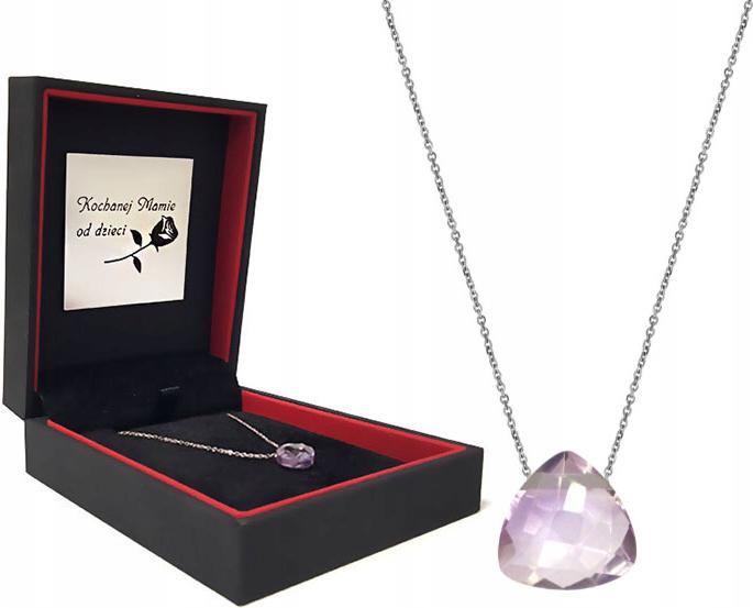 Stříbrný náhrdelník 925 kámen ametyst lila Trojúhelník elegantní módní vzor