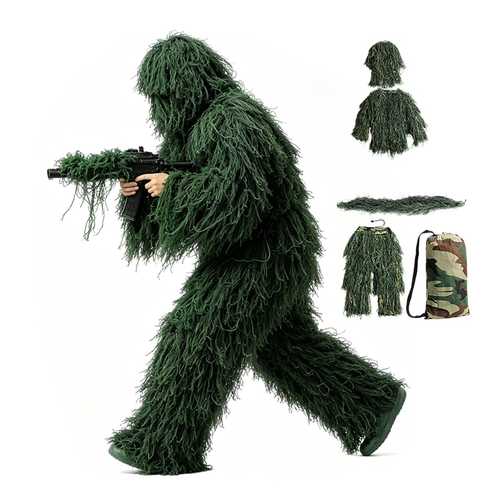 Halloweenský kostým maskovací oblek lovecký snajperský Woodland 155-185 cm