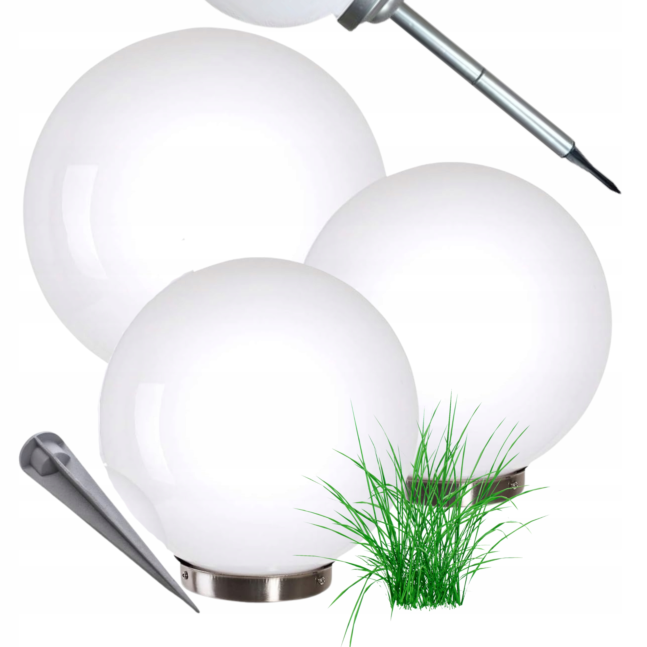 Lampy solarne ogrodowe Kula Duża Zestaw 3 lampa solarna duże kule 25/15/15