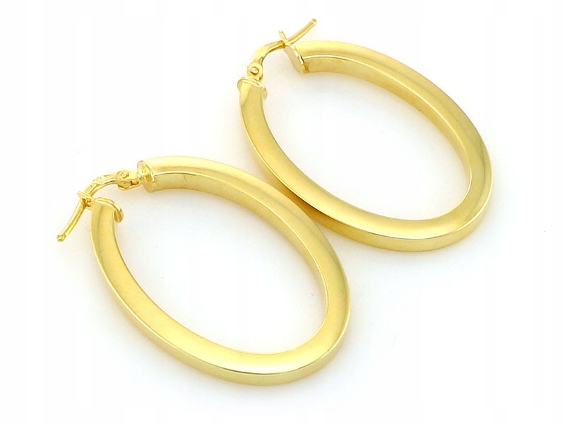 Pozlacené Náušnice Oválné kruhy 925 Stříbro pro ženy jako Dárek