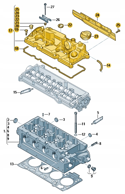 Nowa oryginalna pokrywa zaworów do VW Golf/Passat Producent części Volkswagen OE