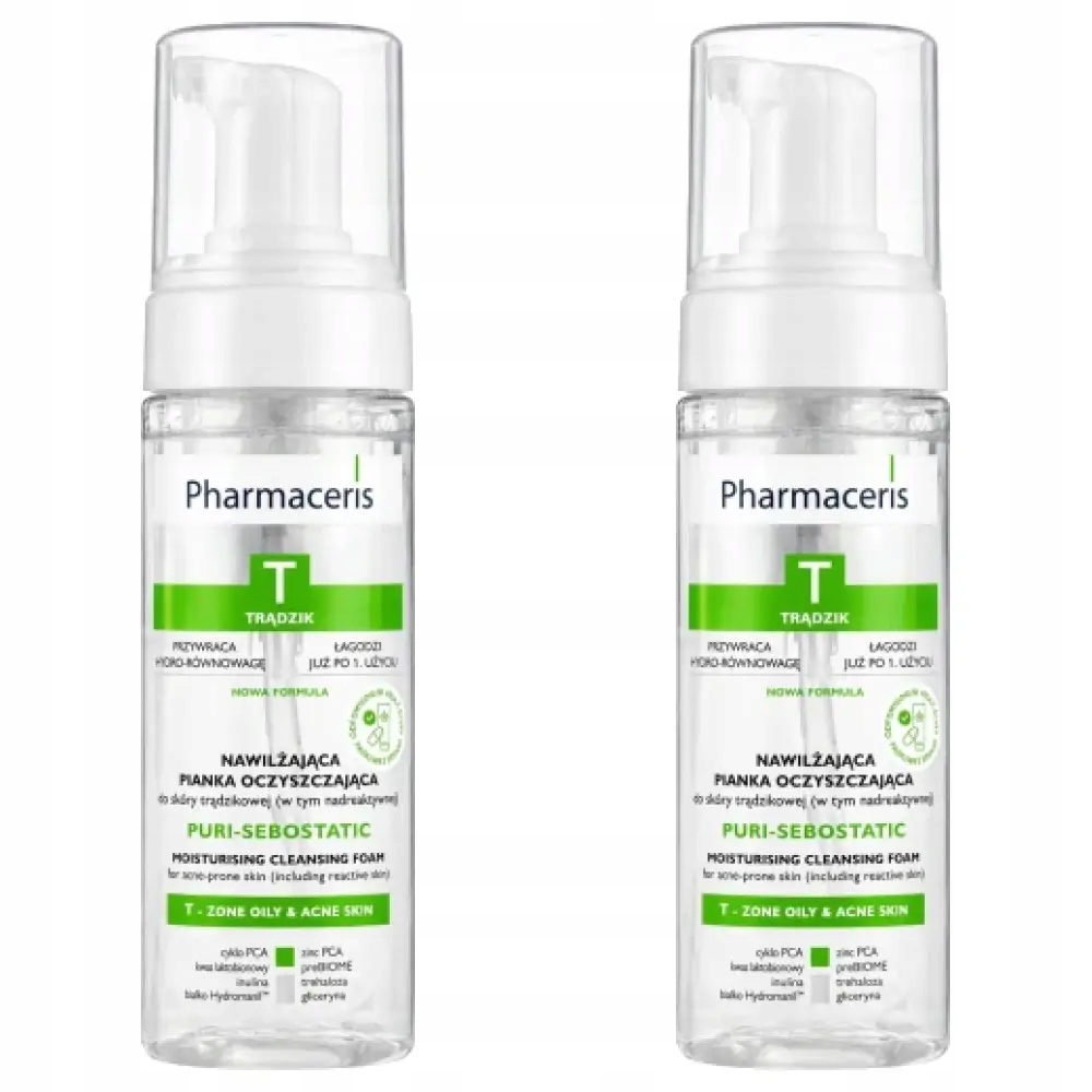 2x Pharmaceris T Puri-Sebostatic, nawilżająca pianka oczyszczająca, 150 ml