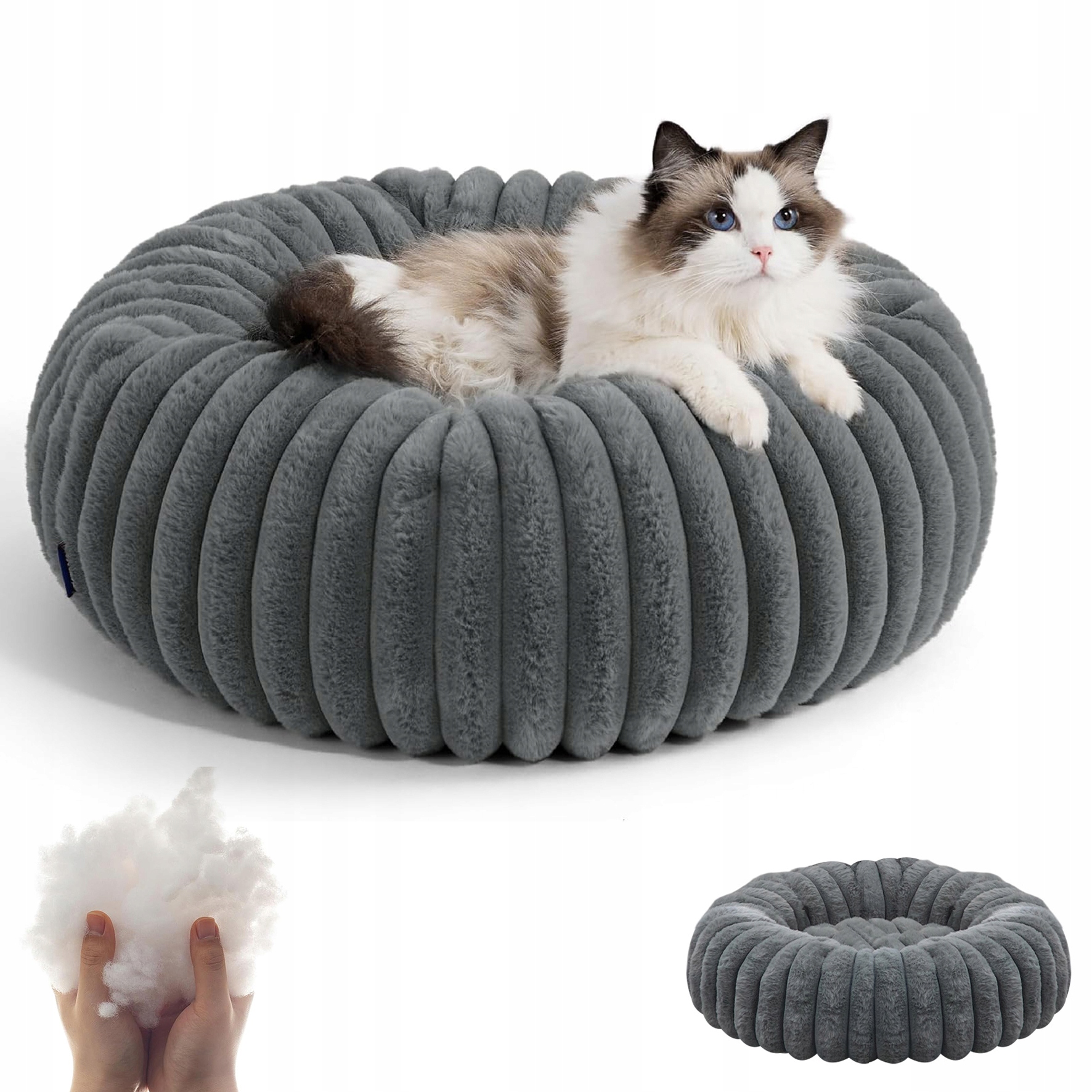 Kulatý Pelíšek Pro Kočku Psa Měkký Teplý Hnízdo Zklidňující Polštář Odnímatelný Pratelný Potah