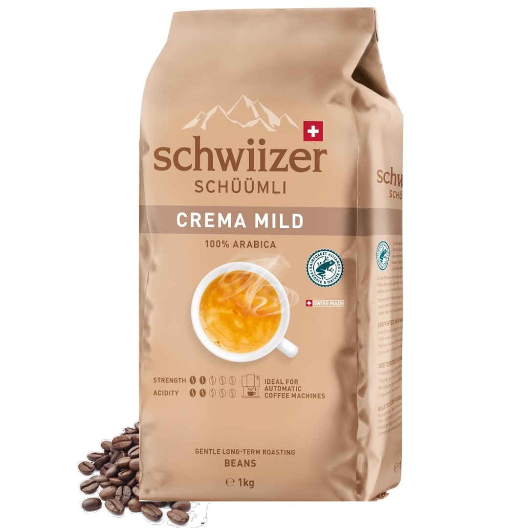 Káva Zrnková Schwiizer Schüümli Crema Mild1kg Arabica Jemná Švýcarsko