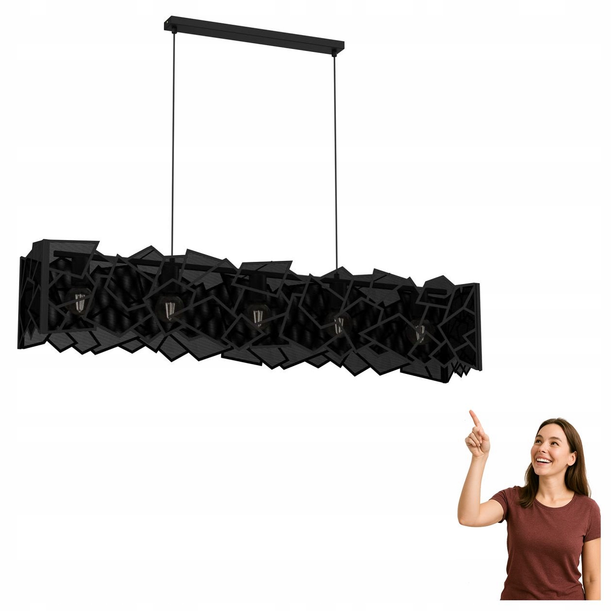 Dlhá závesná lampa z kovovej sieťoviny Camo 582 Luminex