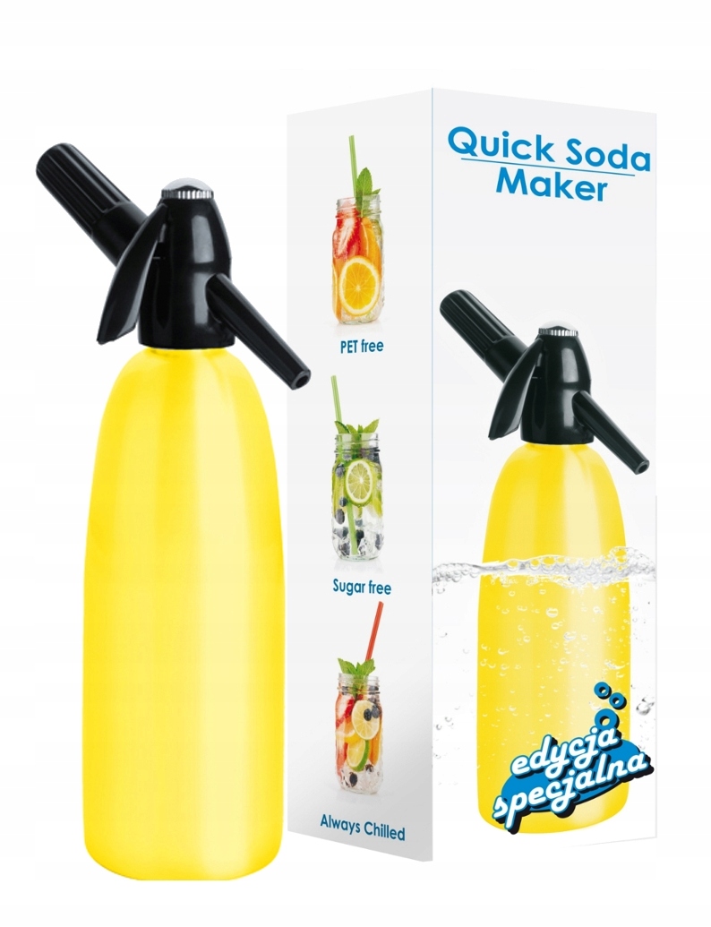 Přenosný Quick Soda Maker Sifon Výrobník Sody 1L Žlutý