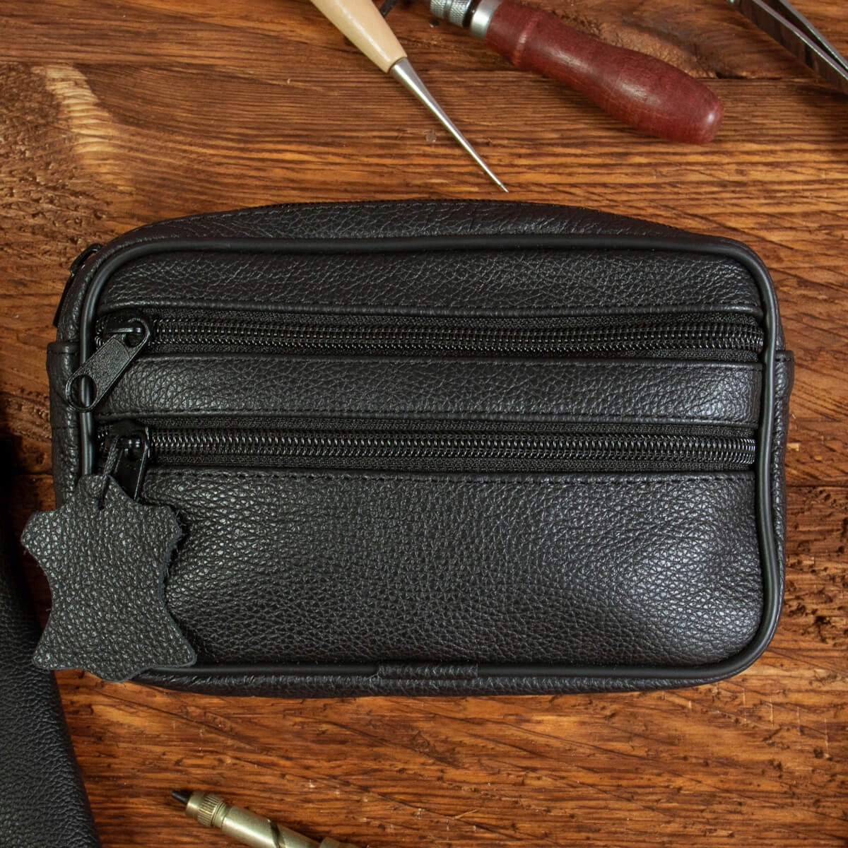 Taška na dokumenty pánská kožená na telefon černá Belveder XL2D