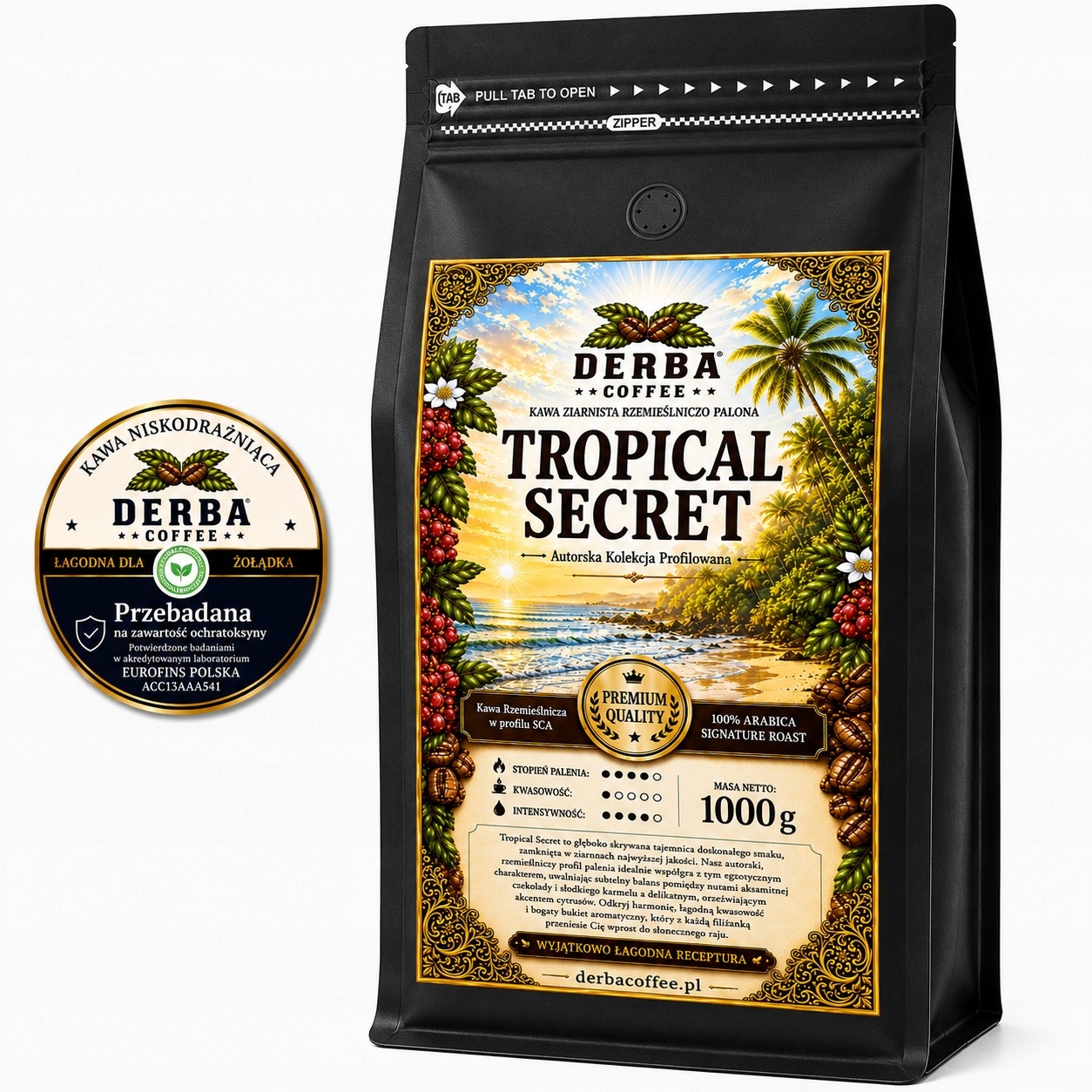 Káva zrnková 1 kg Tropical Secret Panama 100% Arabika Nízkodráždivá