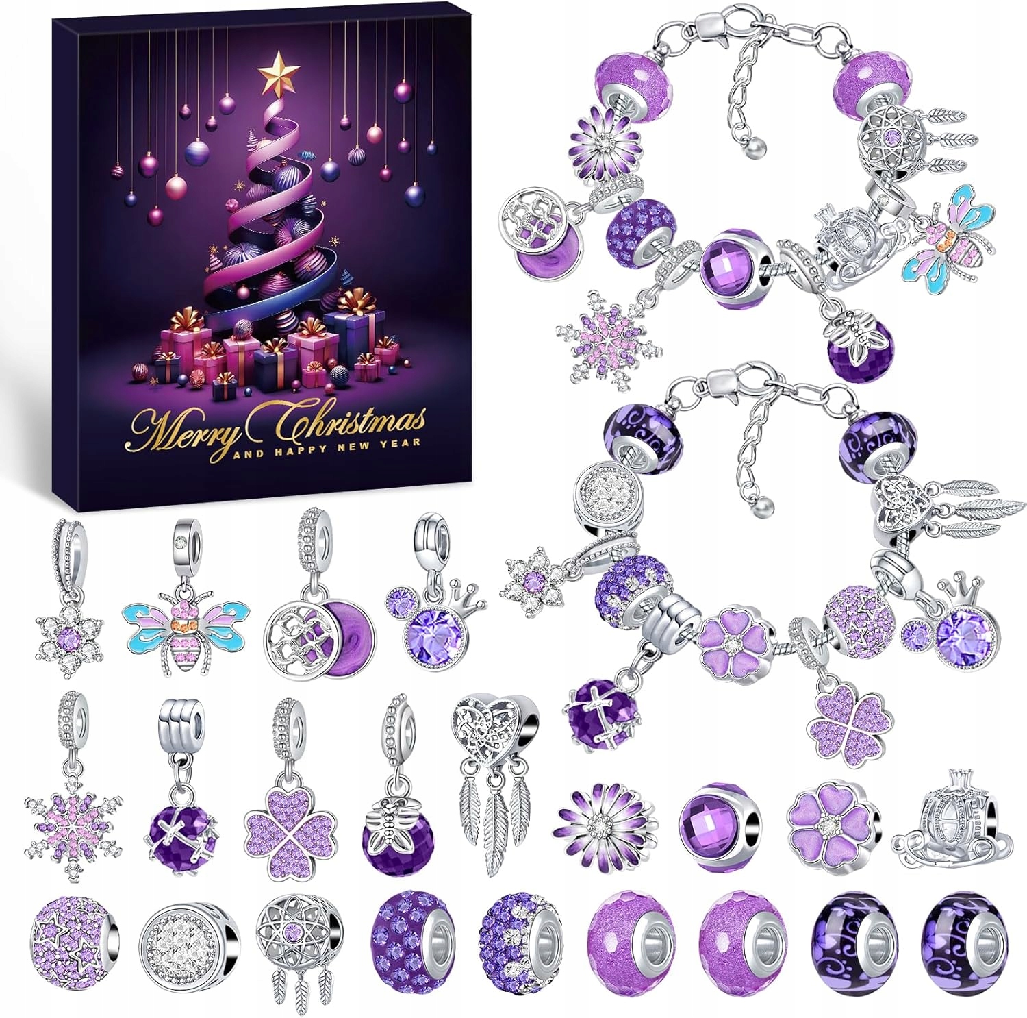 Adventní kalendář 2025 Dámské šperky 24 přívěsků a 2 Náramky