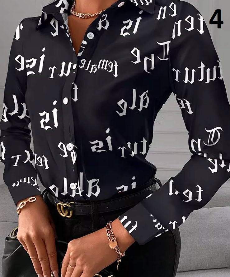 ELEGANCKA KOSZULA DAMSKA BLUZKA ROZPINANA WZORY L Model KM1