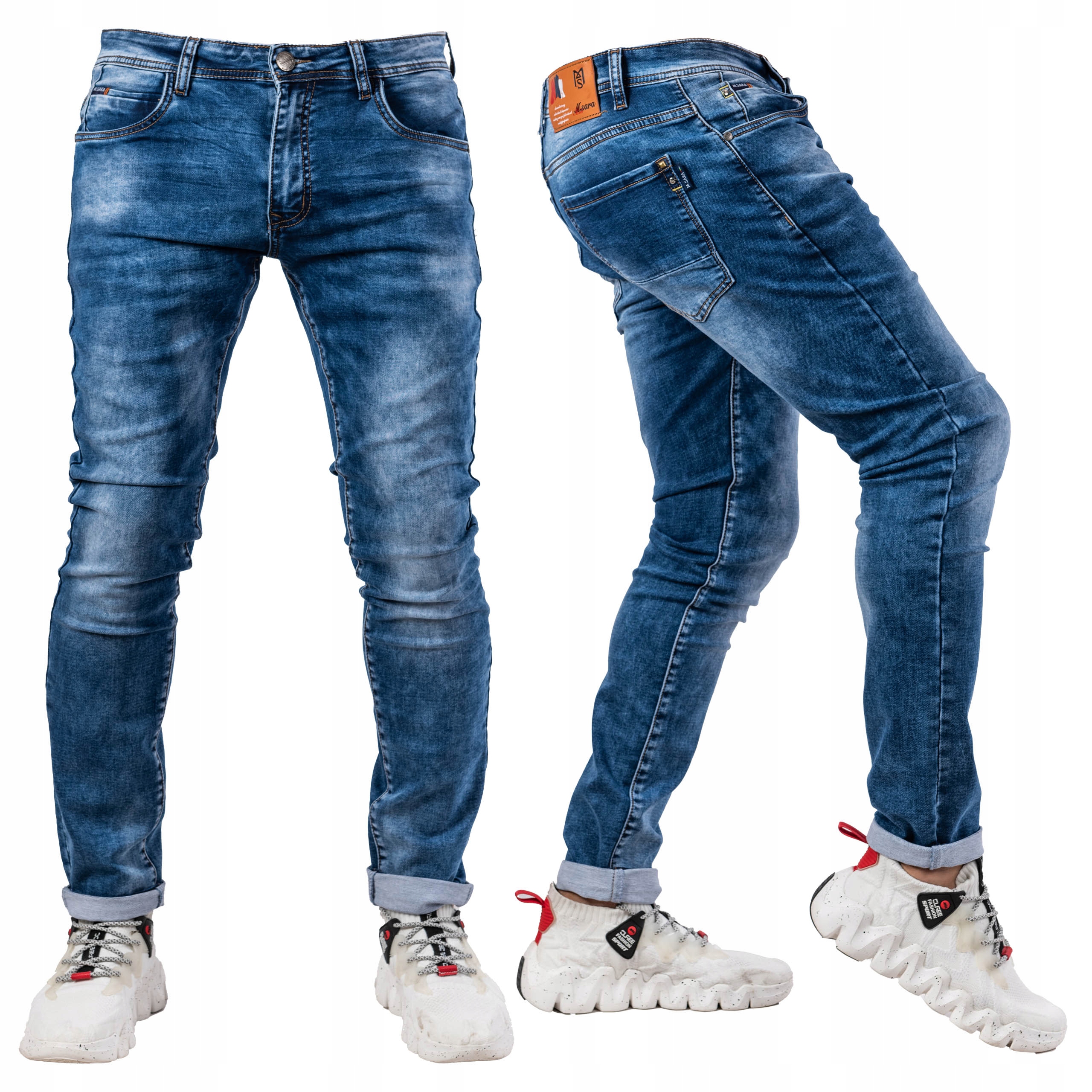 Pánské džínové kalhoty s oděrkami Slim Roksan, velikost vel.
