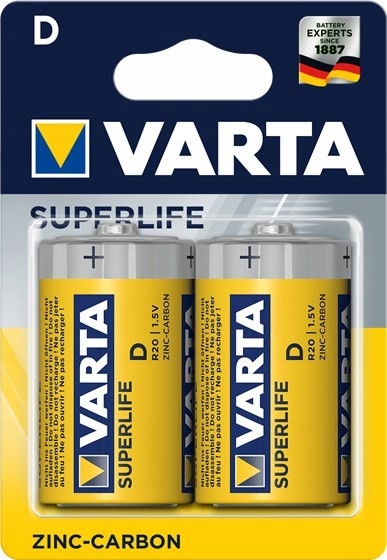Zestaw baterii cynkowo-węglowe Varta Superlife R20 D (Zn-C x 2)
