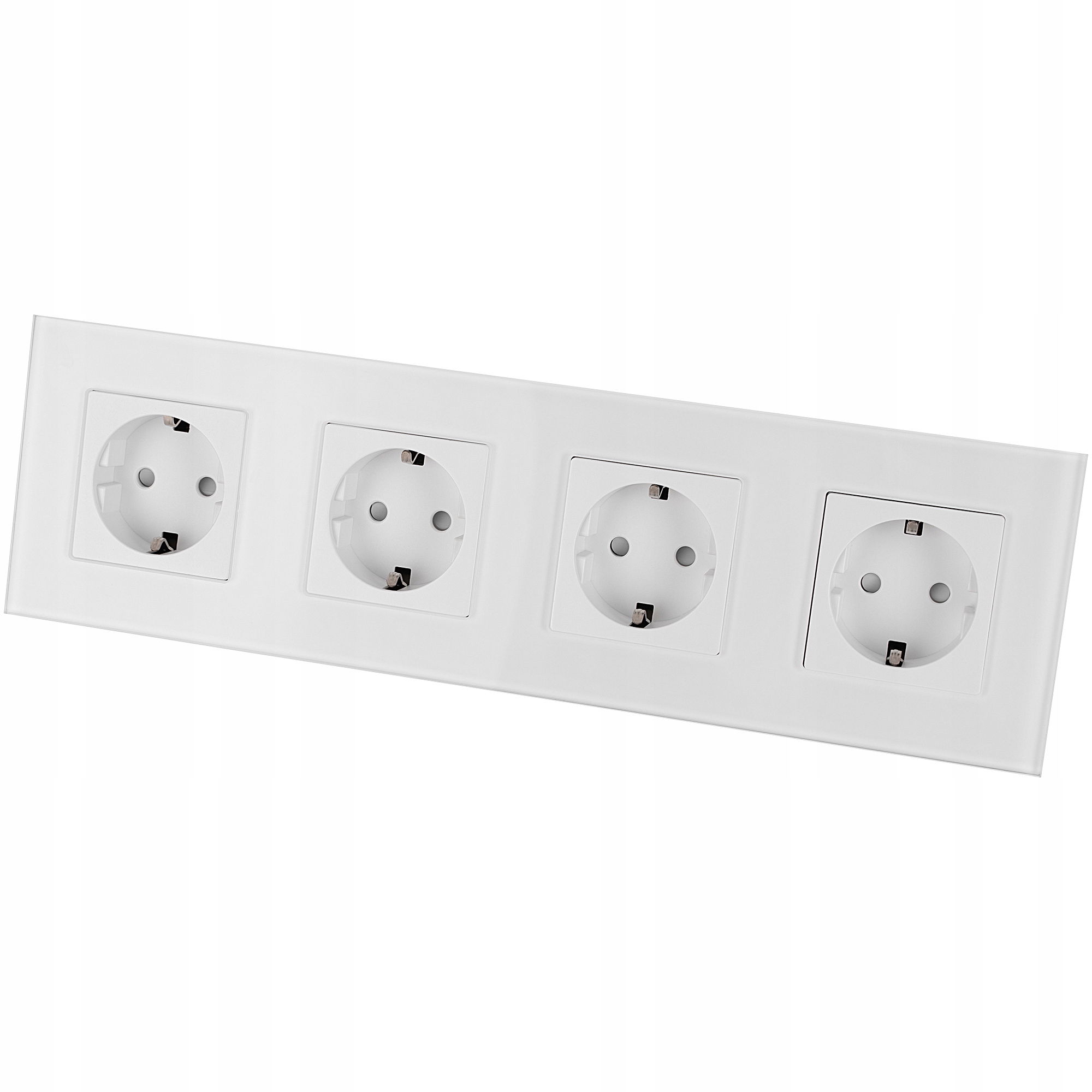 Čtyřnásobná zásuvka Schuko Skleněná bílá Rámeček Čtyřnásobný a 4 x zásuvka Miuun
