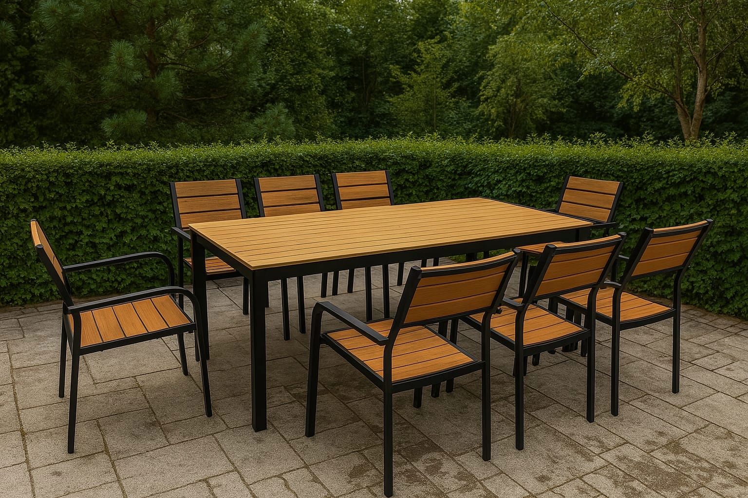 Meble Ogrodowe Stół Dla 8 Osób Krzesło Krzesła 90cm x 200cm x 74 Deska Brąz