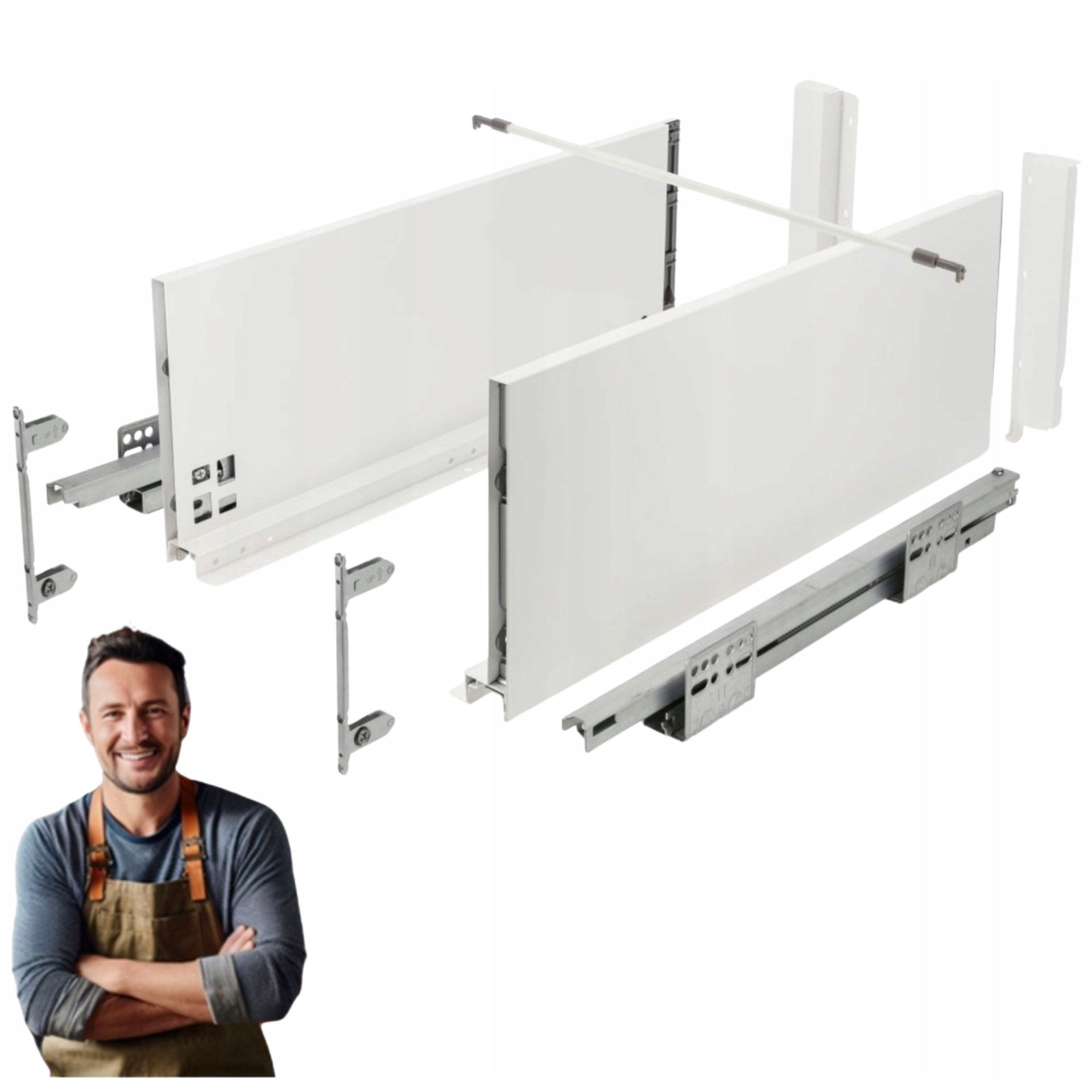 Szuflada Gtv Axis Pro 500 mm push to open wysoka biała H-167