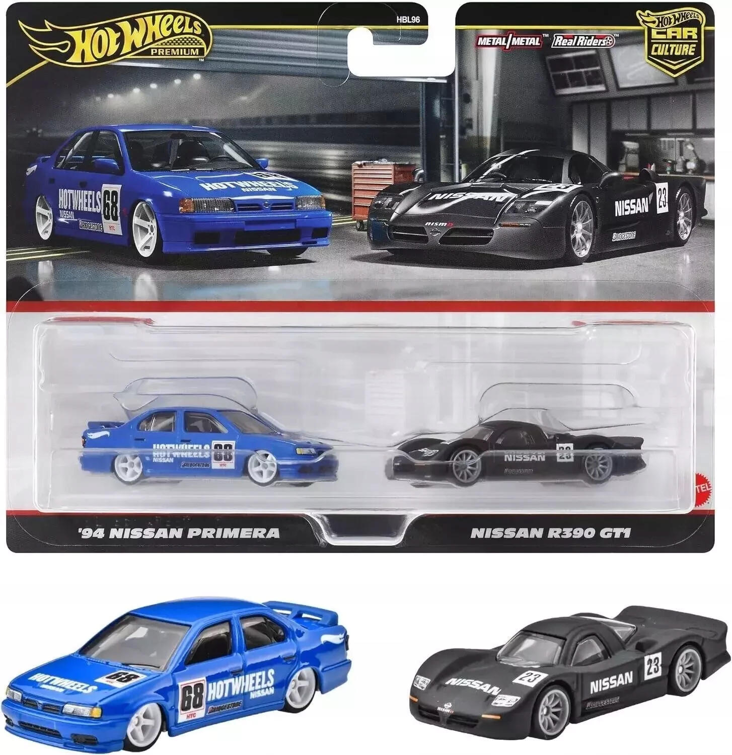 2-Pack '94 Nissan Primera Nissan R390 GT1 Hot Wheels Premium 1:64