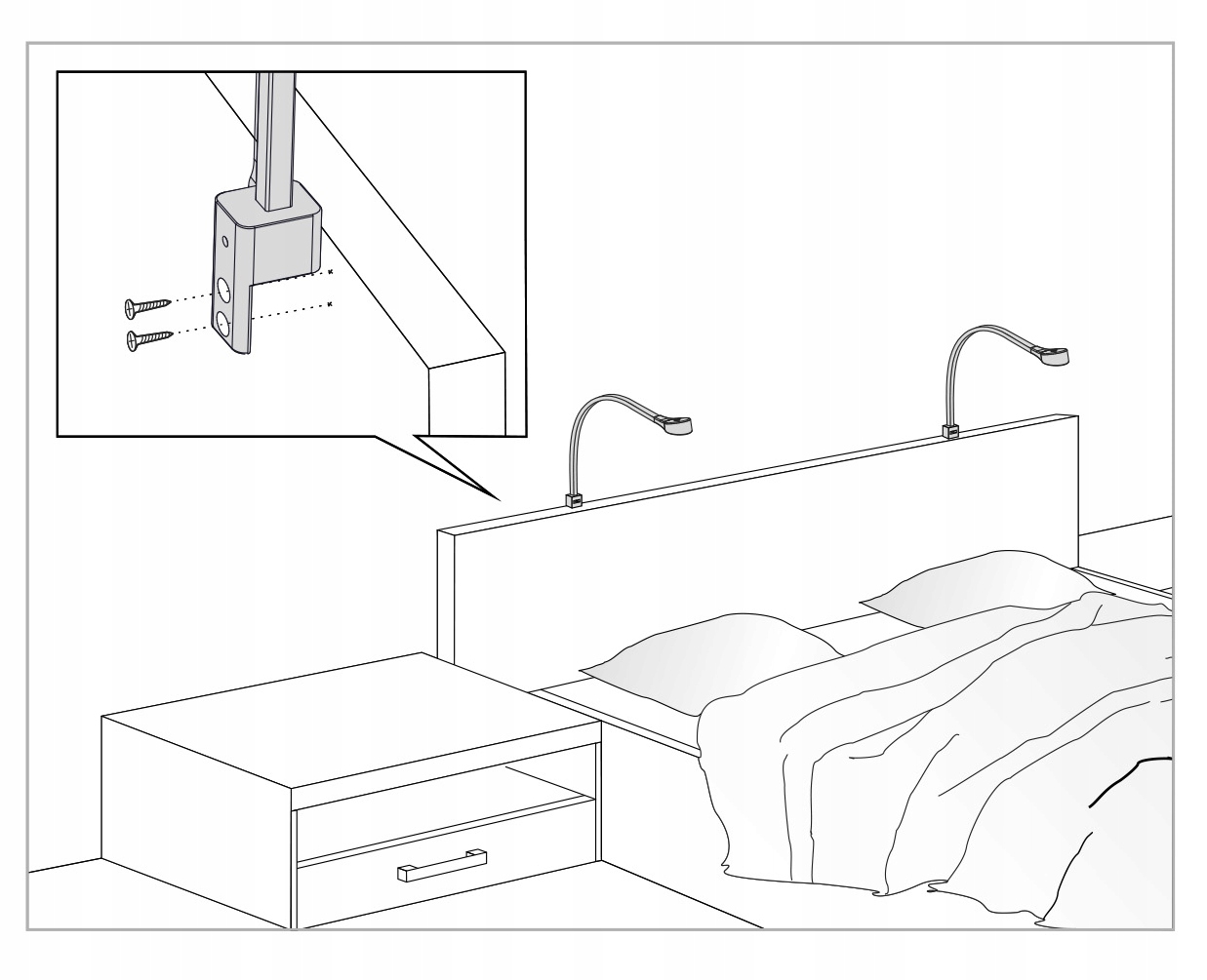 Zestaw lampek nocnych FLEXI LED do łózka sypialni Rodzaj gwintu zintegrowane źródło LED