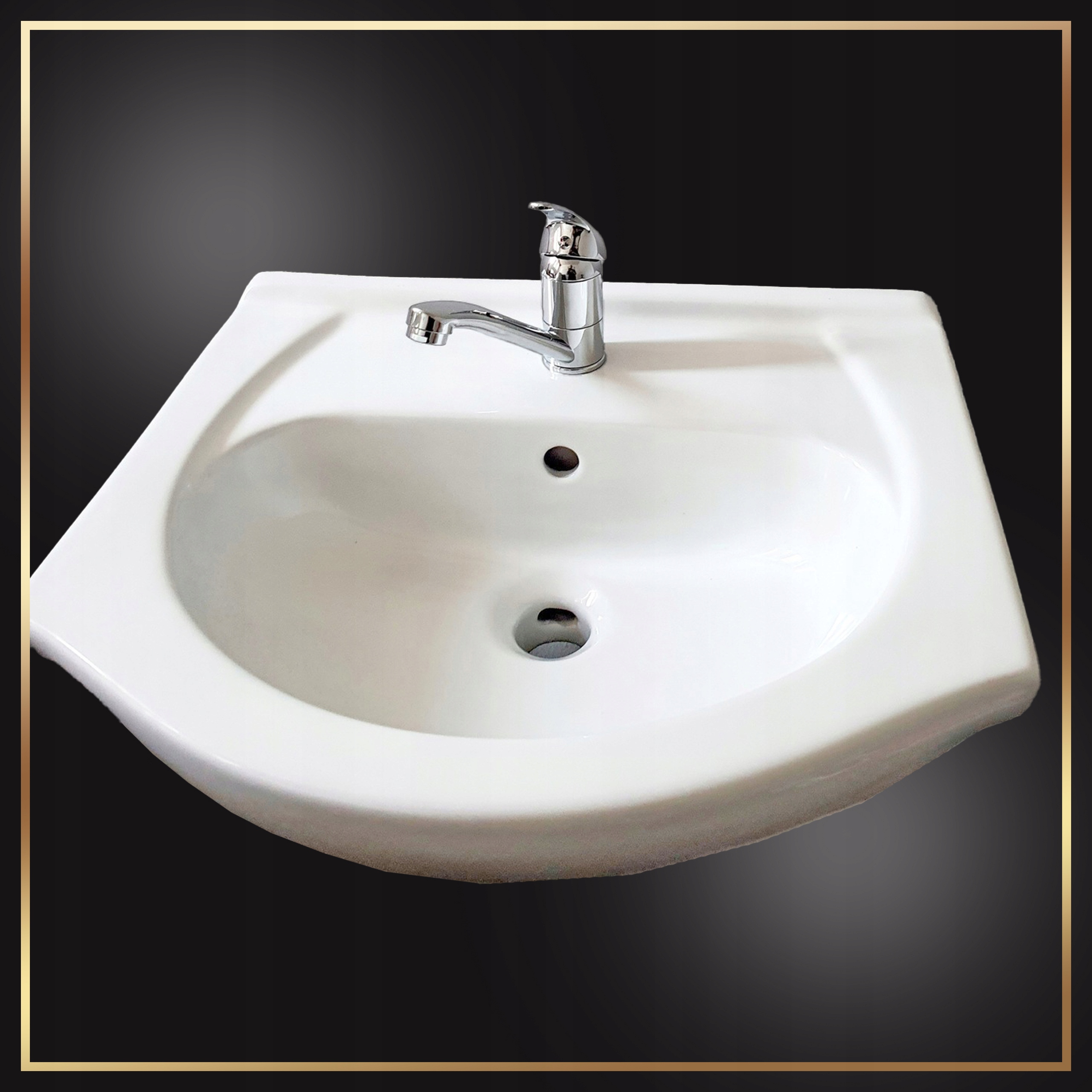 Biała Szafka Stojąca z Umywalką 50 cm Obrotowa Bateria Syfon do Łazienki Marka Stamar