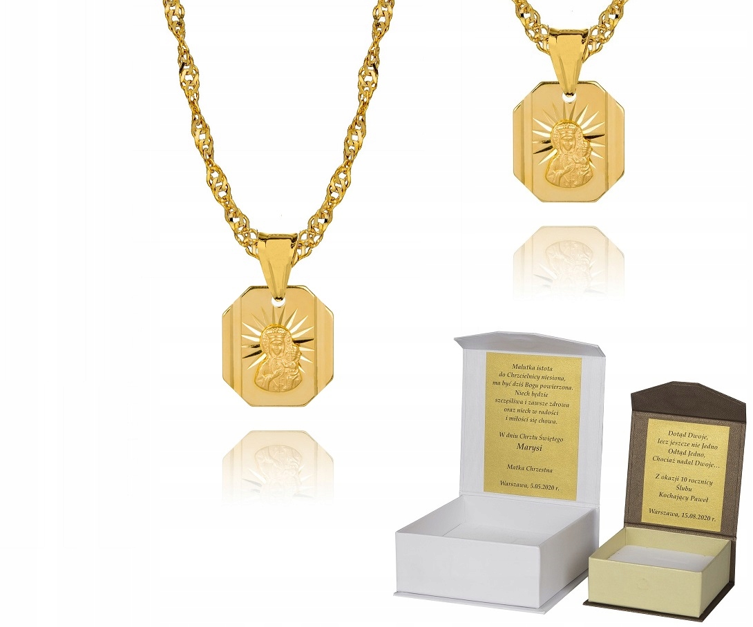 Zlatý řetízek stříbro pozlacený medailon 45 cm Dedikace S3M28