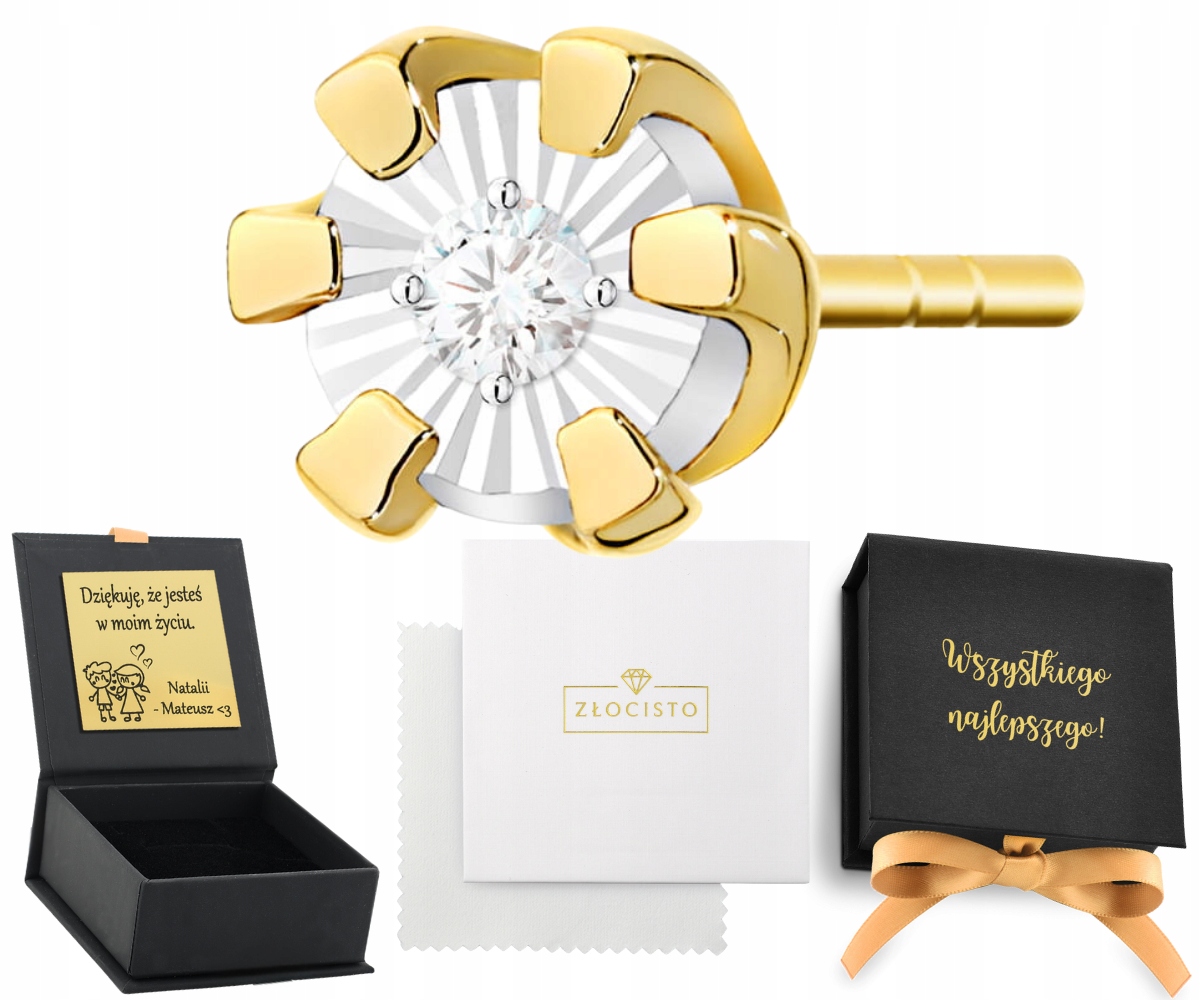 Zlatý Náušnice Briliant Diamant Klasický 1 Kus Helix