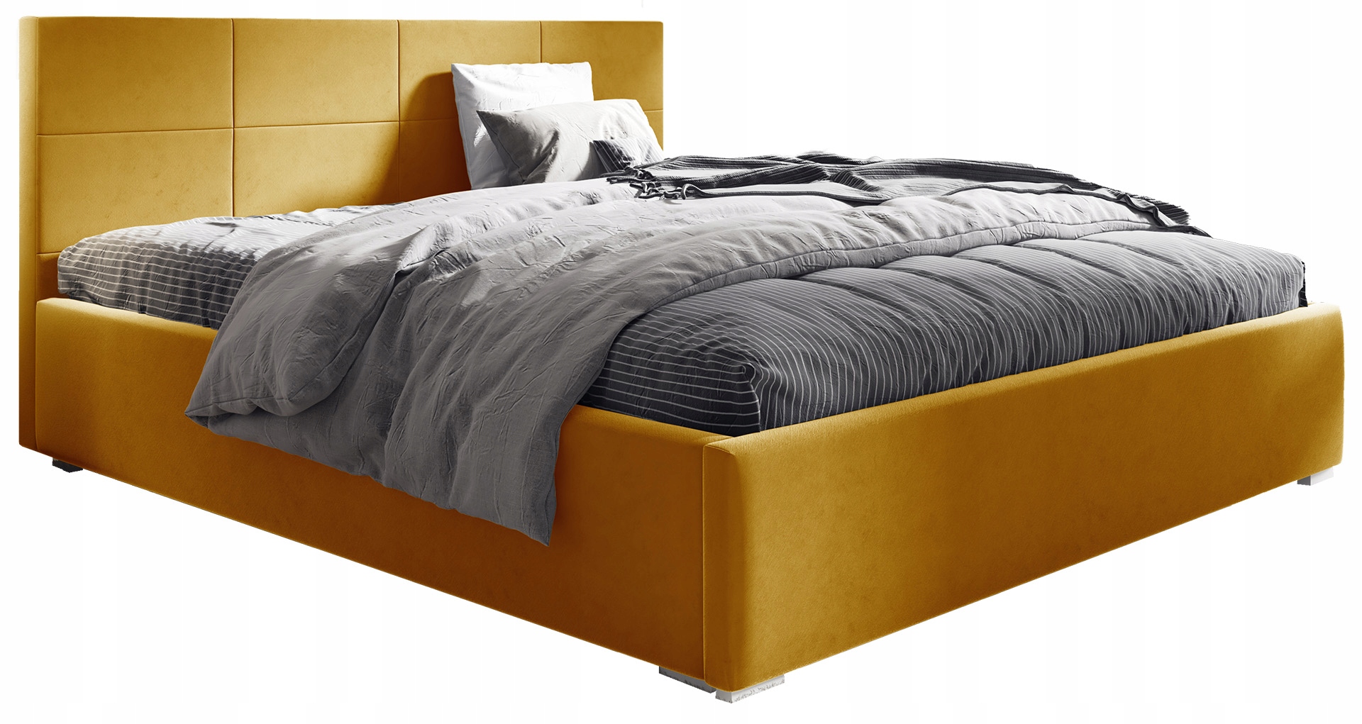 Čalouněná postel s dřevěným roštem a úložným prostorem Matia 140x200 Žlutá